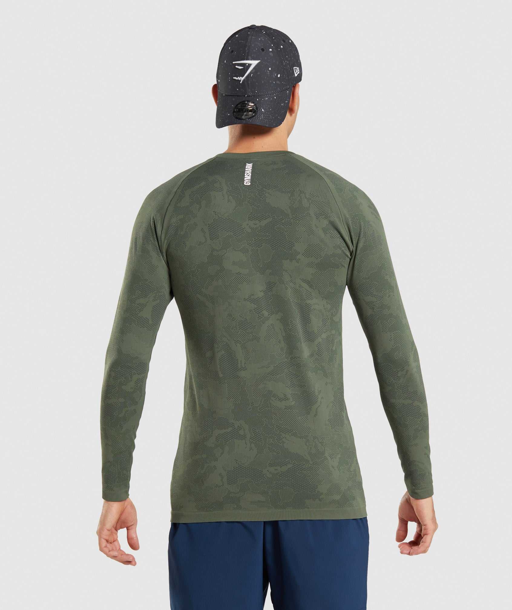 Gymshark Geo Seamless Long Sleeve T-shirts Olijfgroen Zwart | OFWT79805