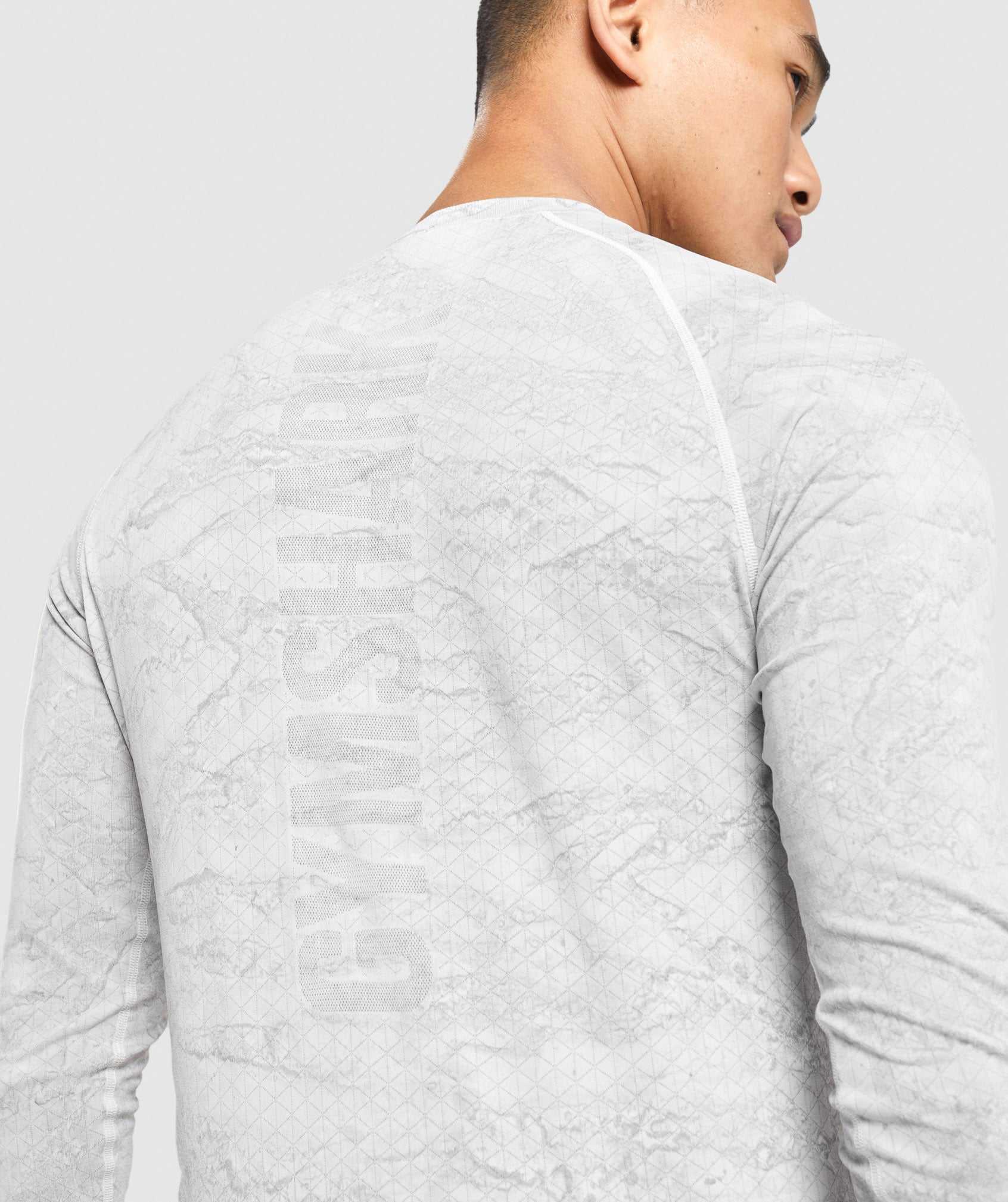 Gymshark Geo Seamless Long Sleeve T-shirts Wit Lichtgrijs | OLYT53294