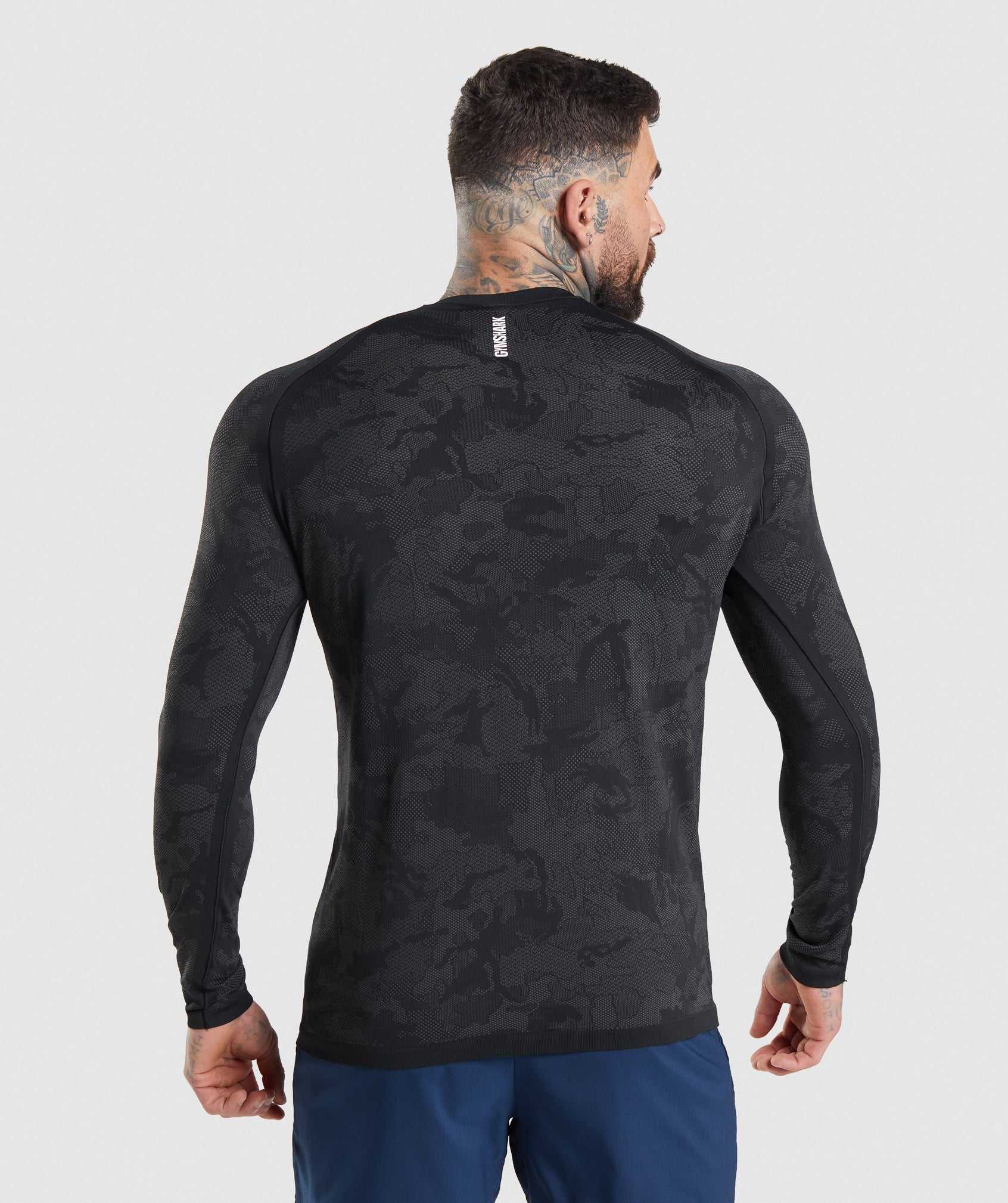 Gymshark Geo Seamless Long Sleeve T-shirts Zwart Grijs | ORFL30146