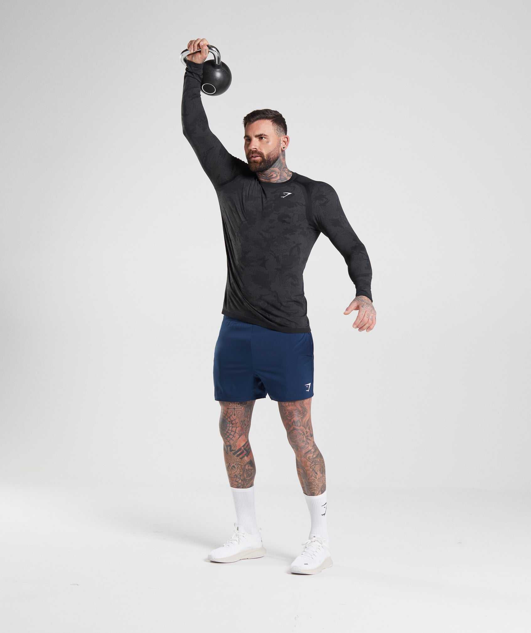 Gymshark Geo Seamless Long Sleeve T-shirts Zwart Grijs | ORFL30146