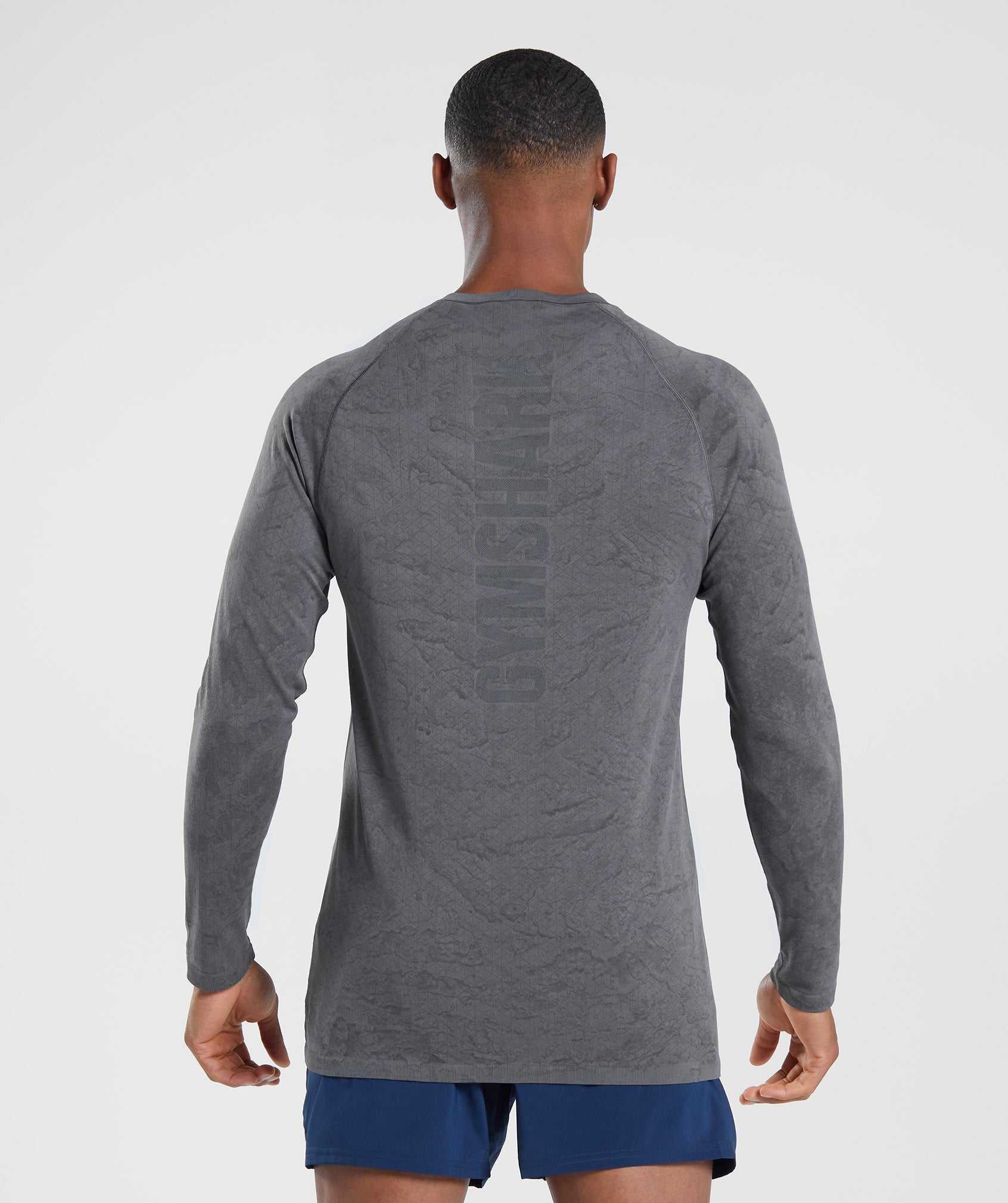 Gymshark Geo Seamless Long Sleeve T-shirts Grijs Zwart | SNYJ69413