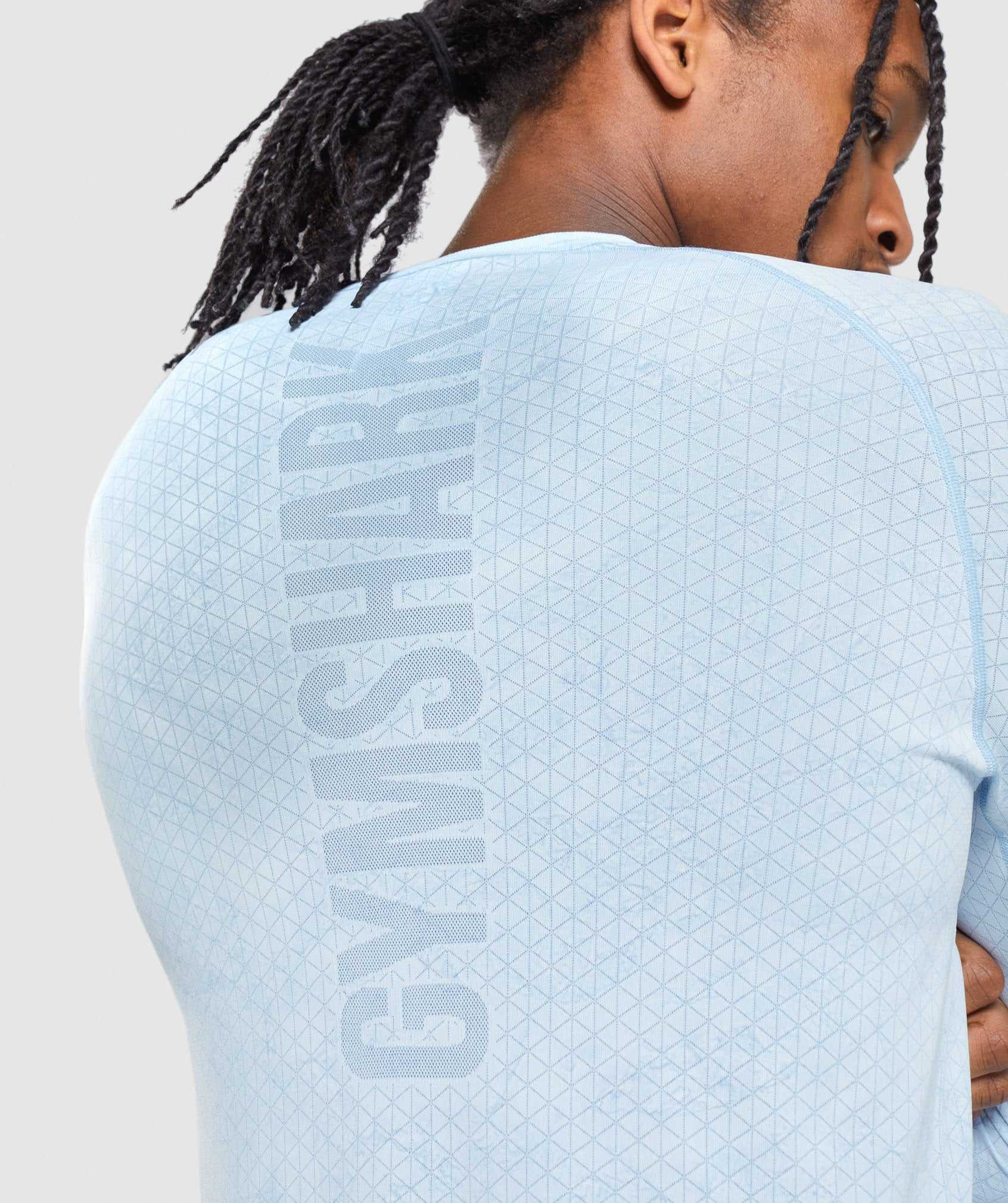 Gymshark Geo Seamless Long Sleeve T-shirts Wit Blauw | YGTX42036