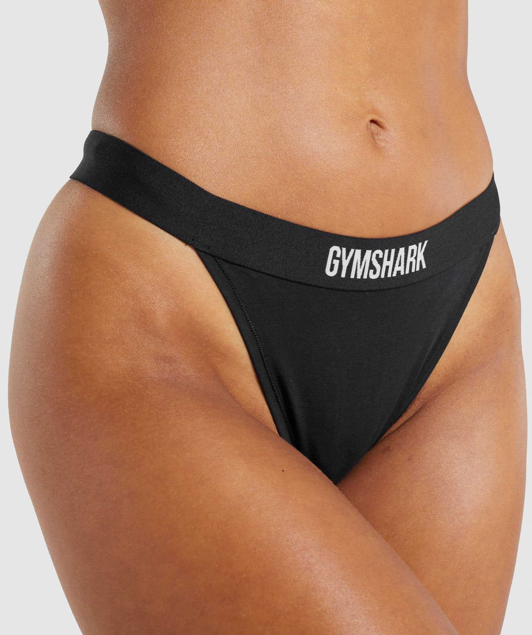 Gymshark Katoenen High Rise String Ondergoed Zwart | BWXN72863