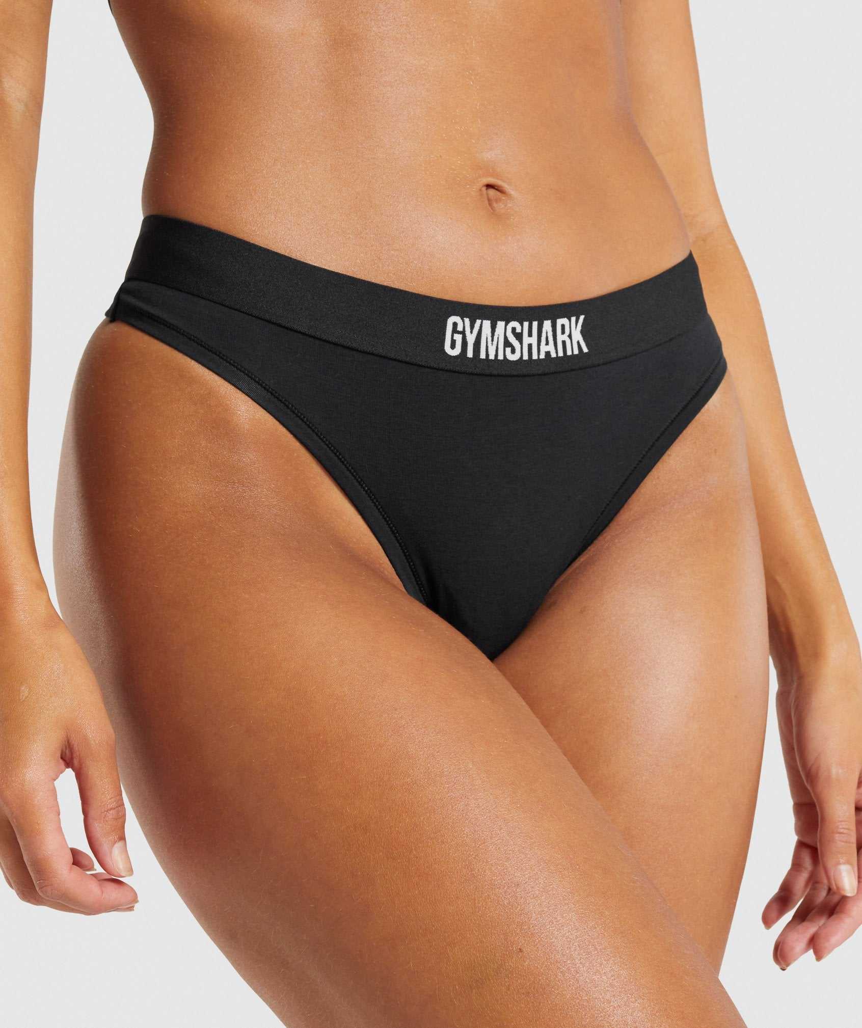 Gymshark Katoenen String Ondergoed Zwart | SQNR84126