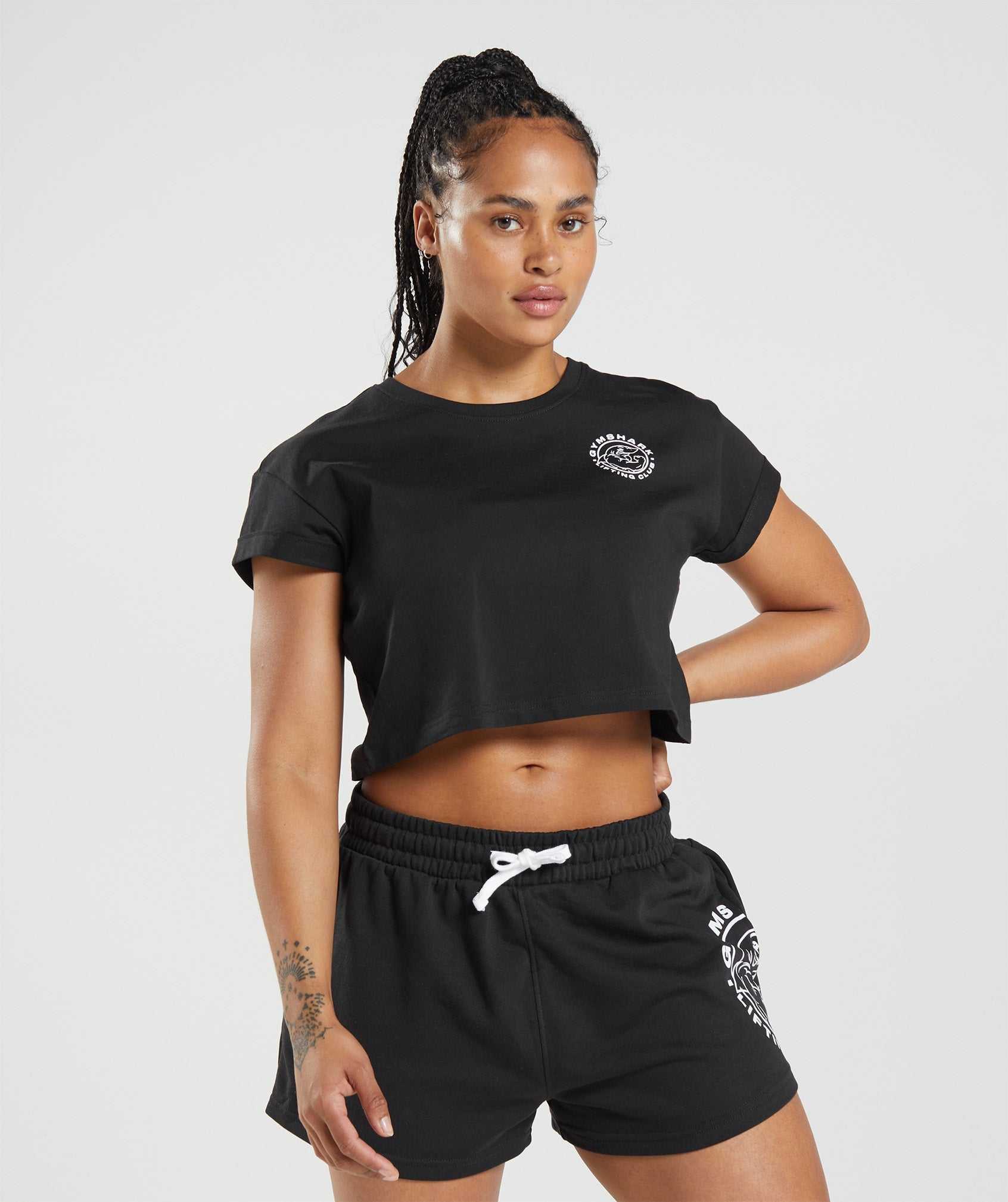 Gymshark Legacy Crop Topjes Zwart | PFHY71492