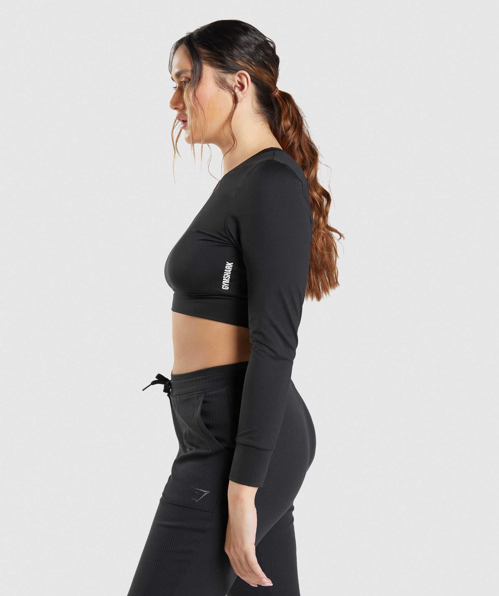 Gymshark Pause Open Back Long Sleeve Crop Topjes Zwart | ABNQ64570