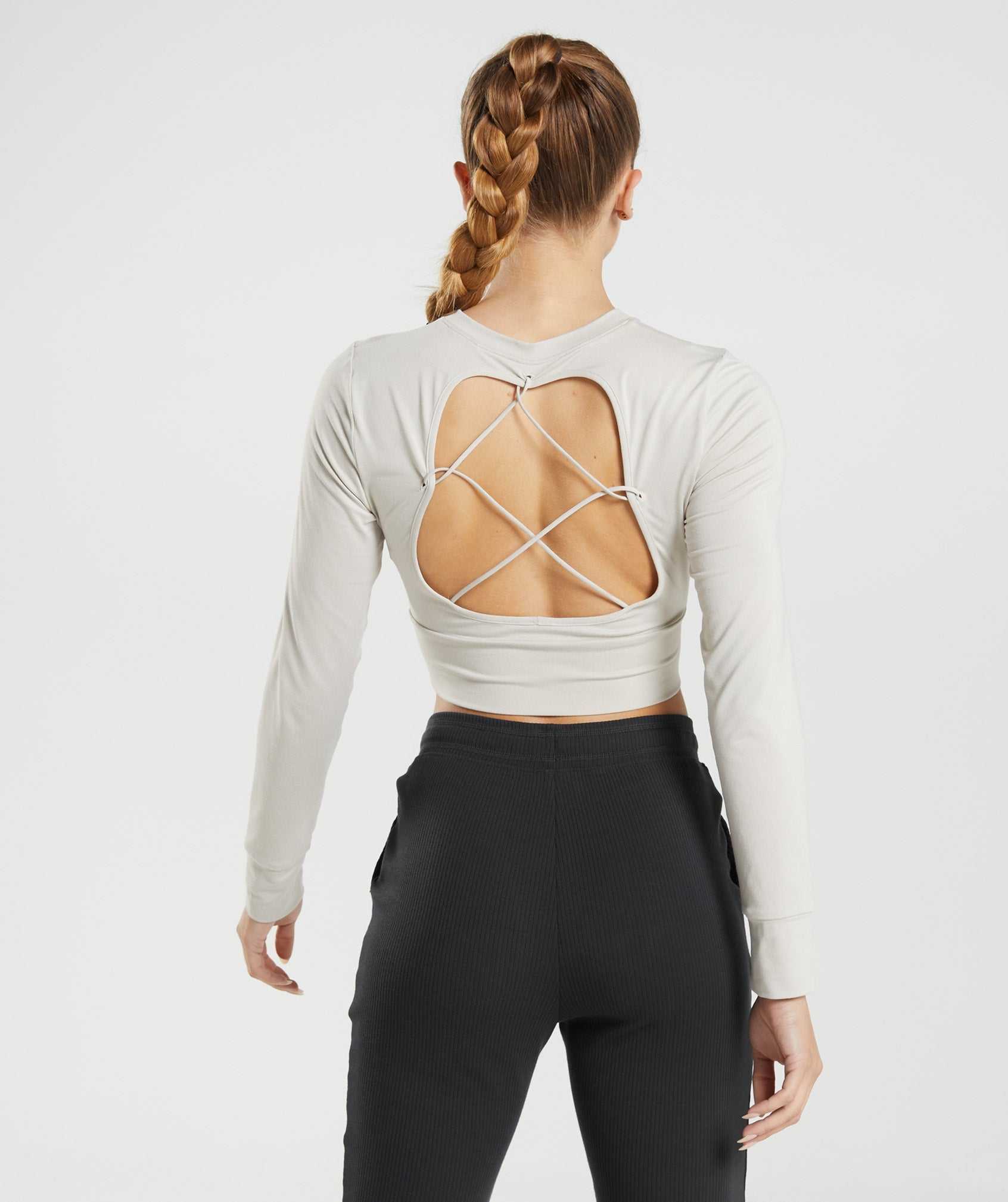 Gymshark Pause Open Back Long Sleeve Crop Topjes Grijs | SAMI79810