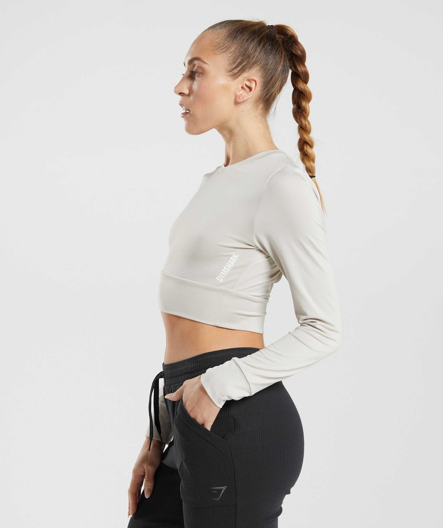 Gymshark Pause Open Back Long Sleeve Crop Topjes Grijs | SAMI79810