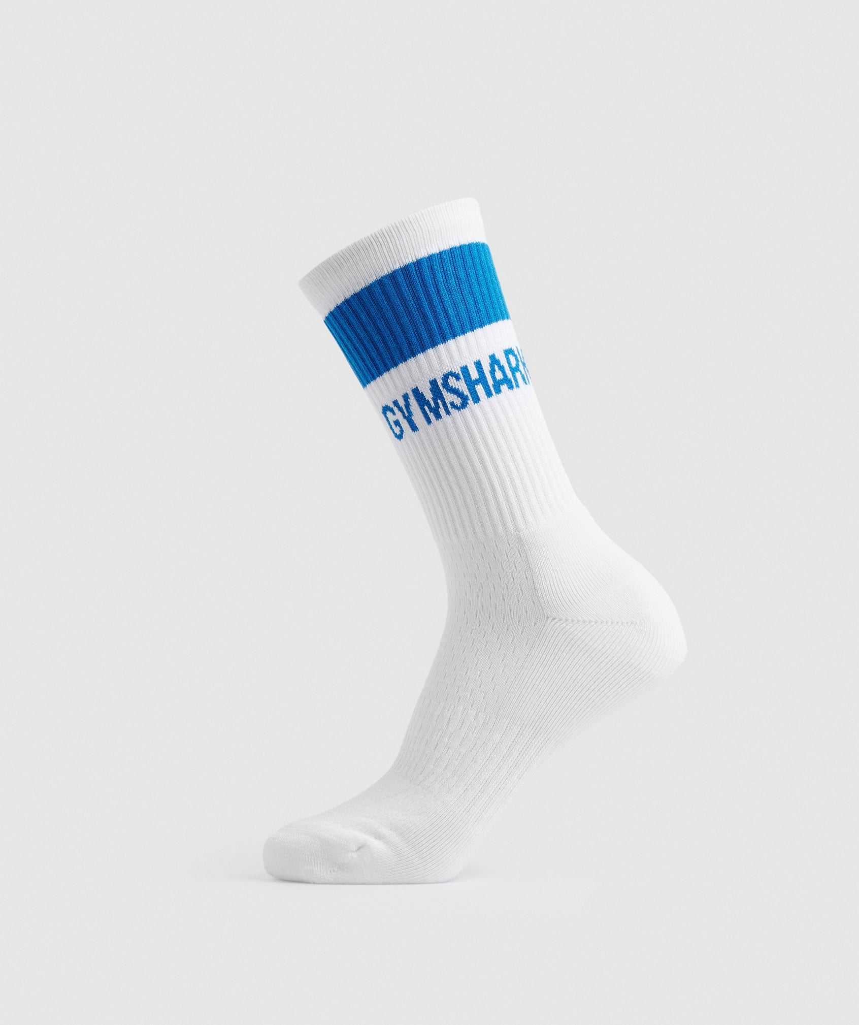 Gymshark Premium Jacquard Single Socks Accessoires Wit Blauw | INOU32087