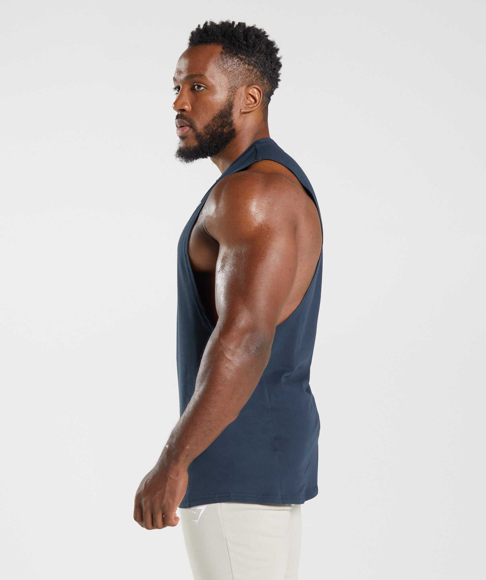 Gymshark React Drop Arm Tanktop Donkerblauw | XLVF04973