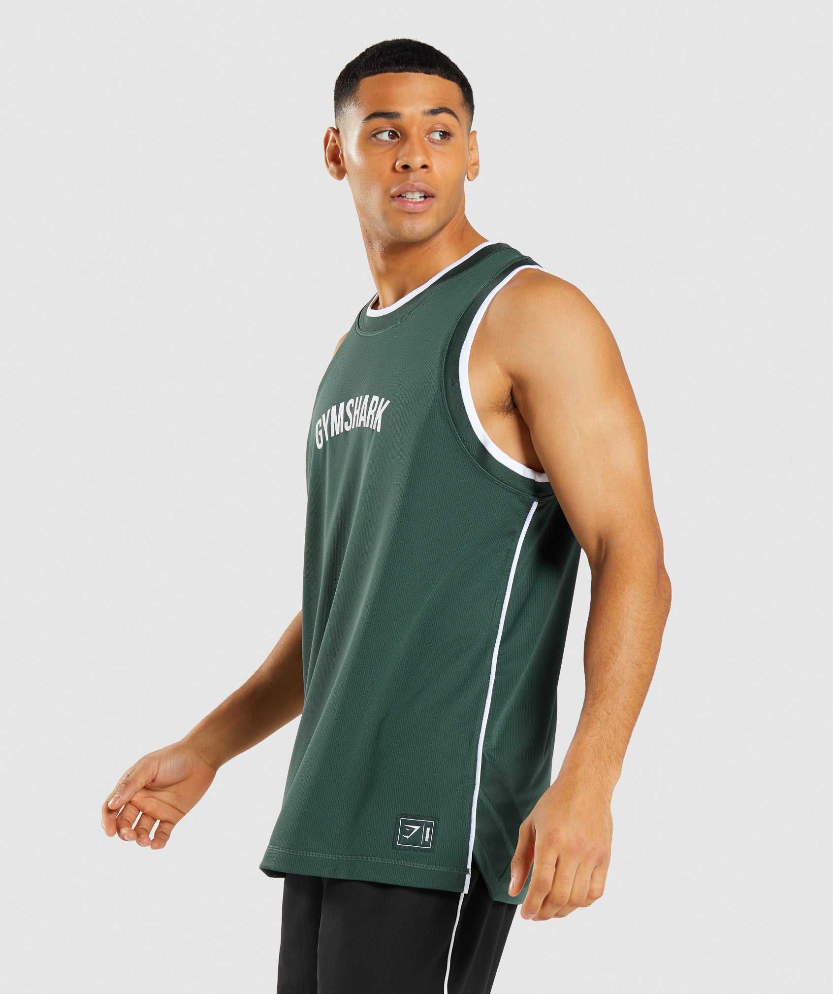 Gymshark Recess Basketball Tanktop Obsidian Groen Wit | CLUB16974