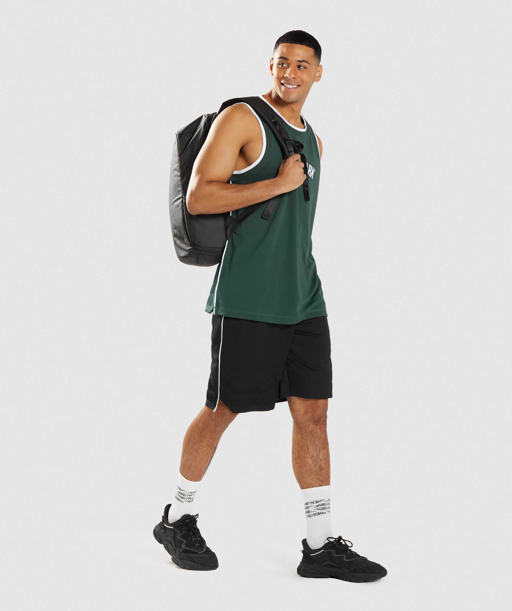 Gymshark Recess Basketball Tanktop Obsidian Groen Wit | CLUB16974