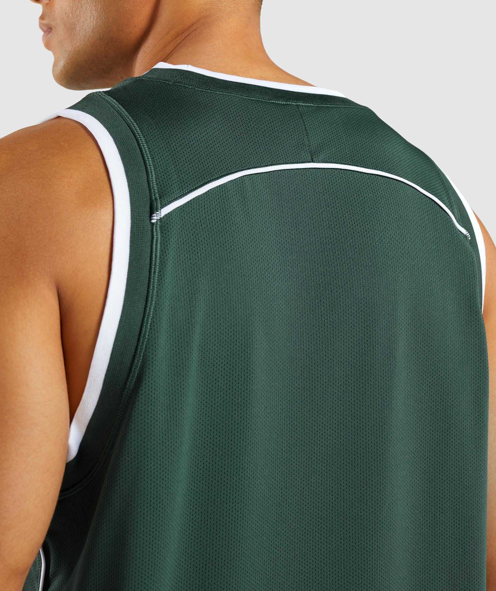 Gymshark Recess Basketball Tanktop Obsidian Groen Wit | CLUB16974