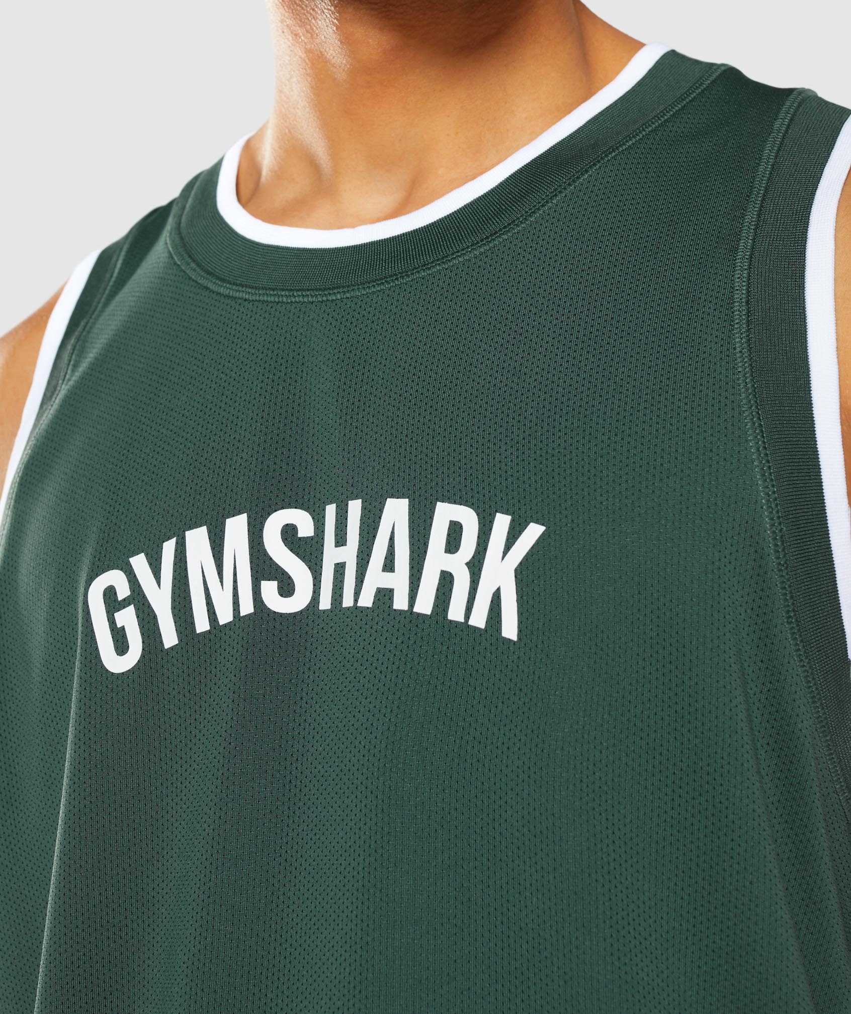 Gymshark Recess Basketball Tanktop Obsidian Groen Wit | CLUB16974