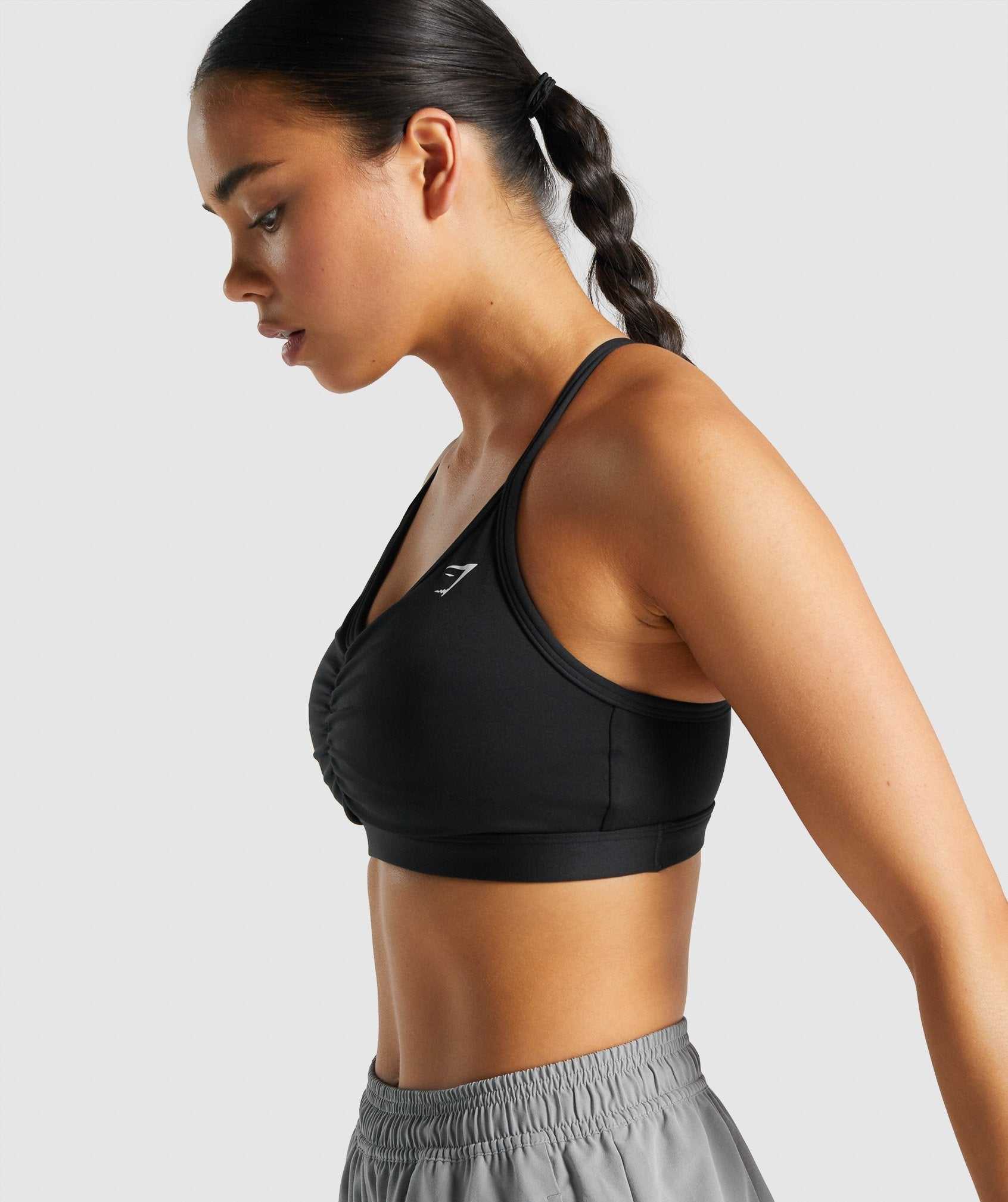 Gymshark Ruched Sport Bh Zwart | KEZM01326