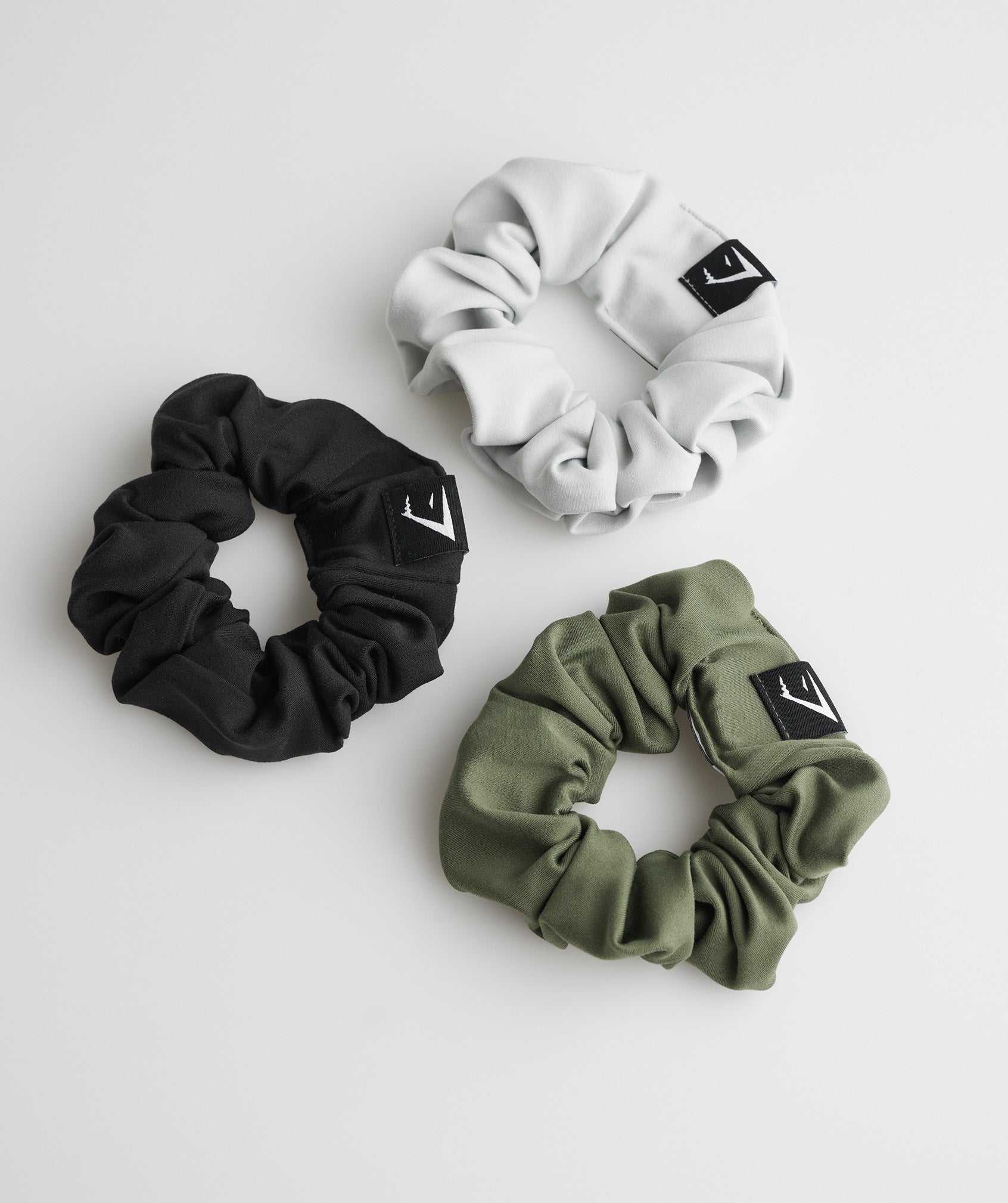 Gymshark Scrunchies 3Pk Accessoires Zwart Olijfgroen Lichtgrijs | PJNT70591