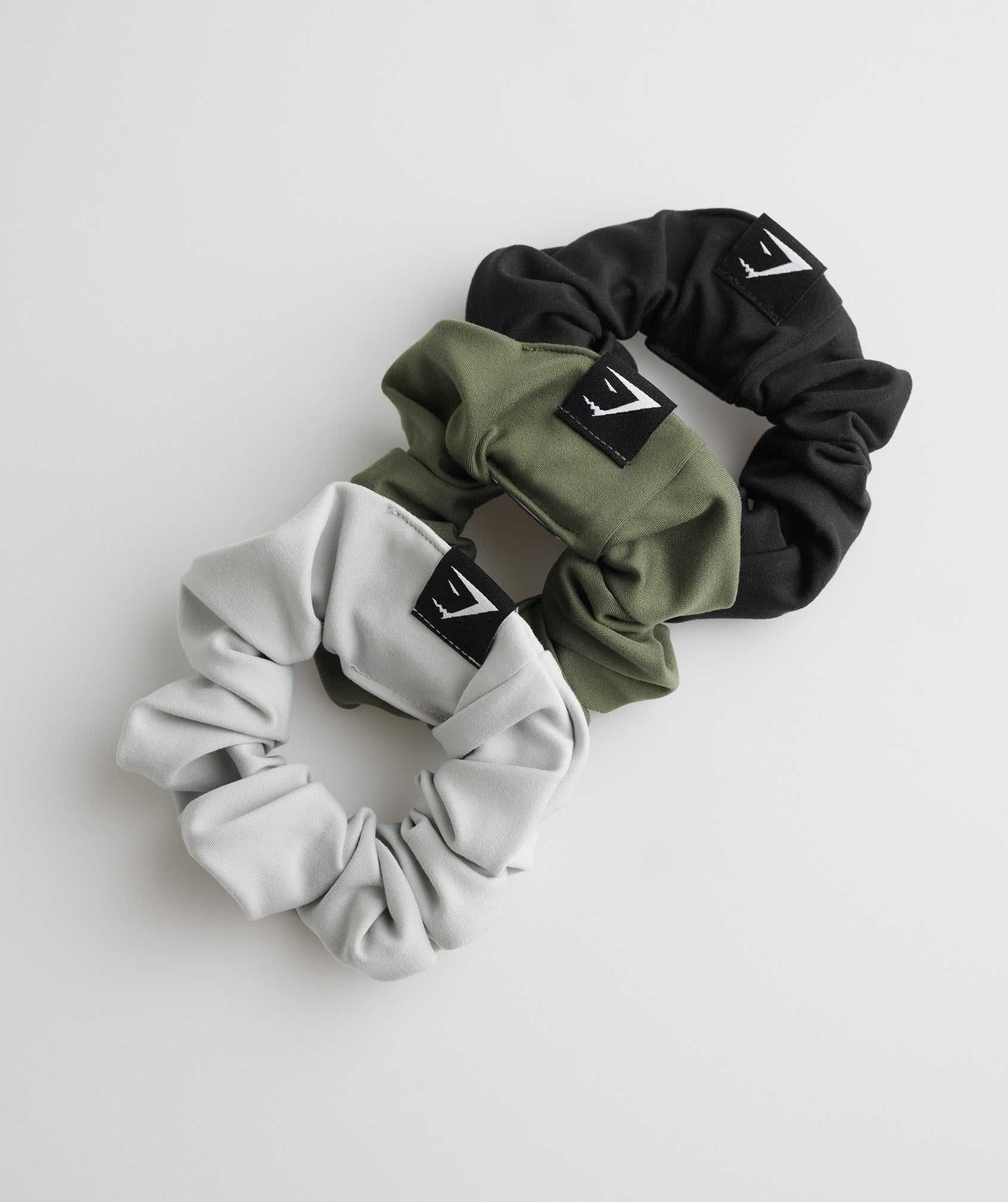 Gymshark Scrunchies 3Pk Accessoires Zwart Olijfgroen Lichtgrijs | PJNT70591