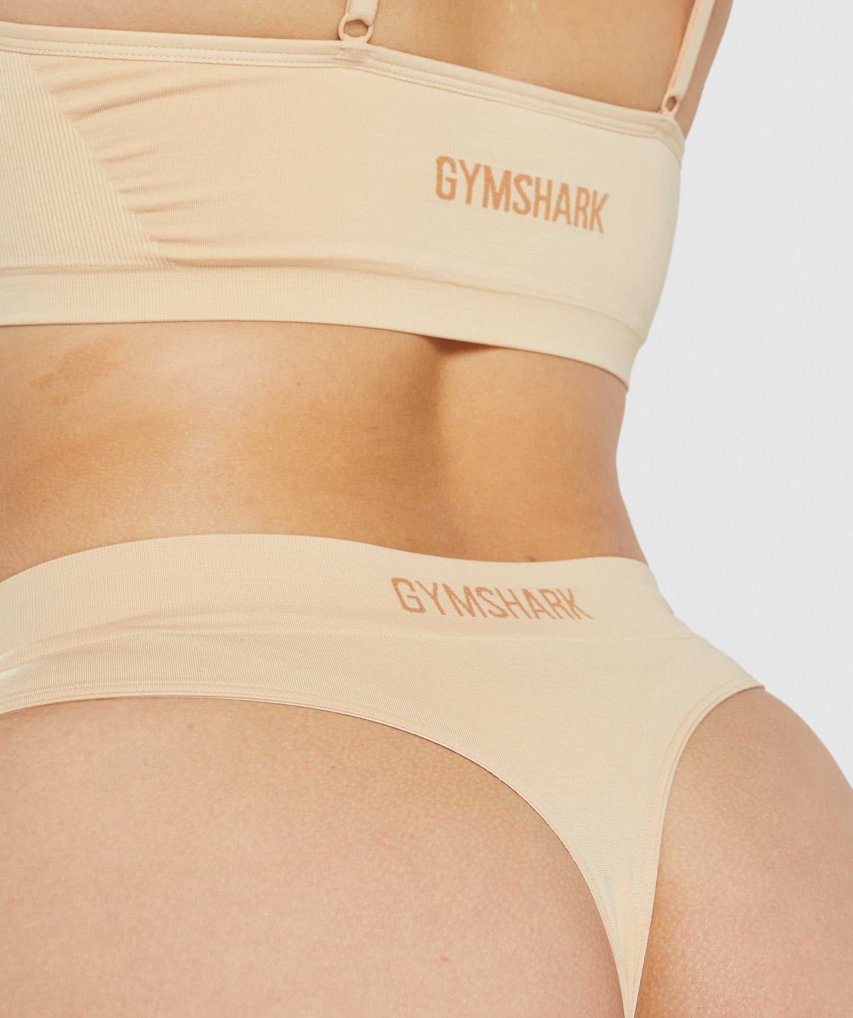 Gymshark Seamless High Rise String Ondergoed Lichtbruin | PYDG65492