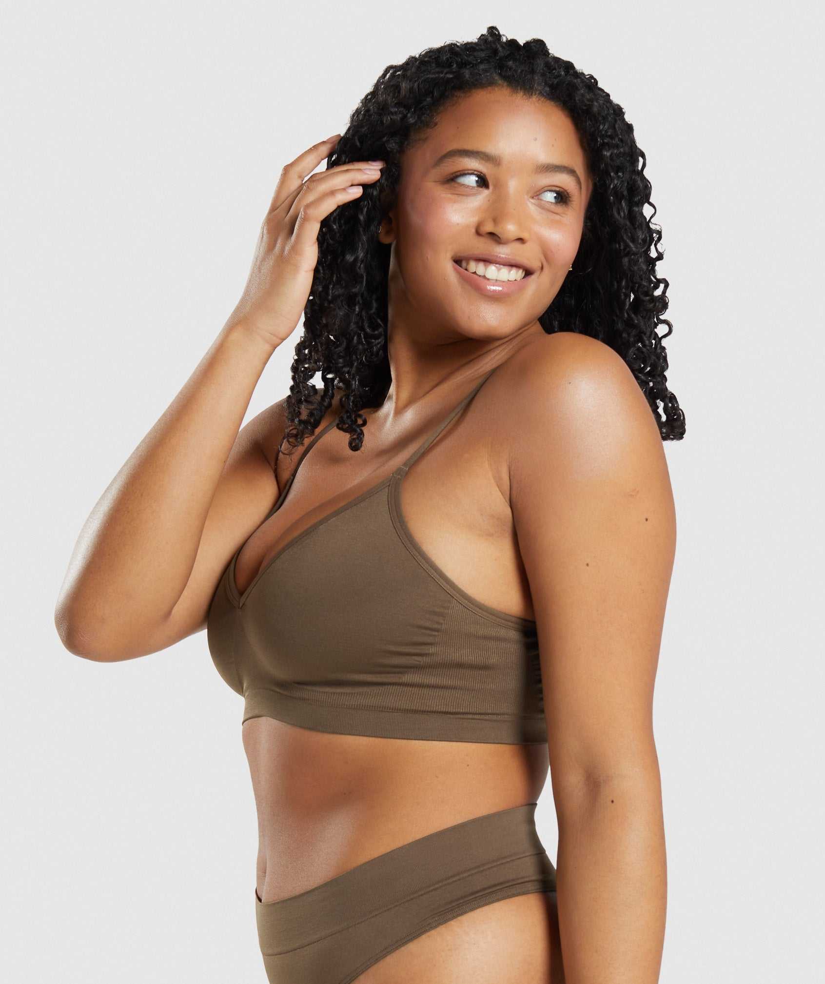 Gymshark Seamless Low Neck Bralette Ondergoed Bruin | YMHS34598