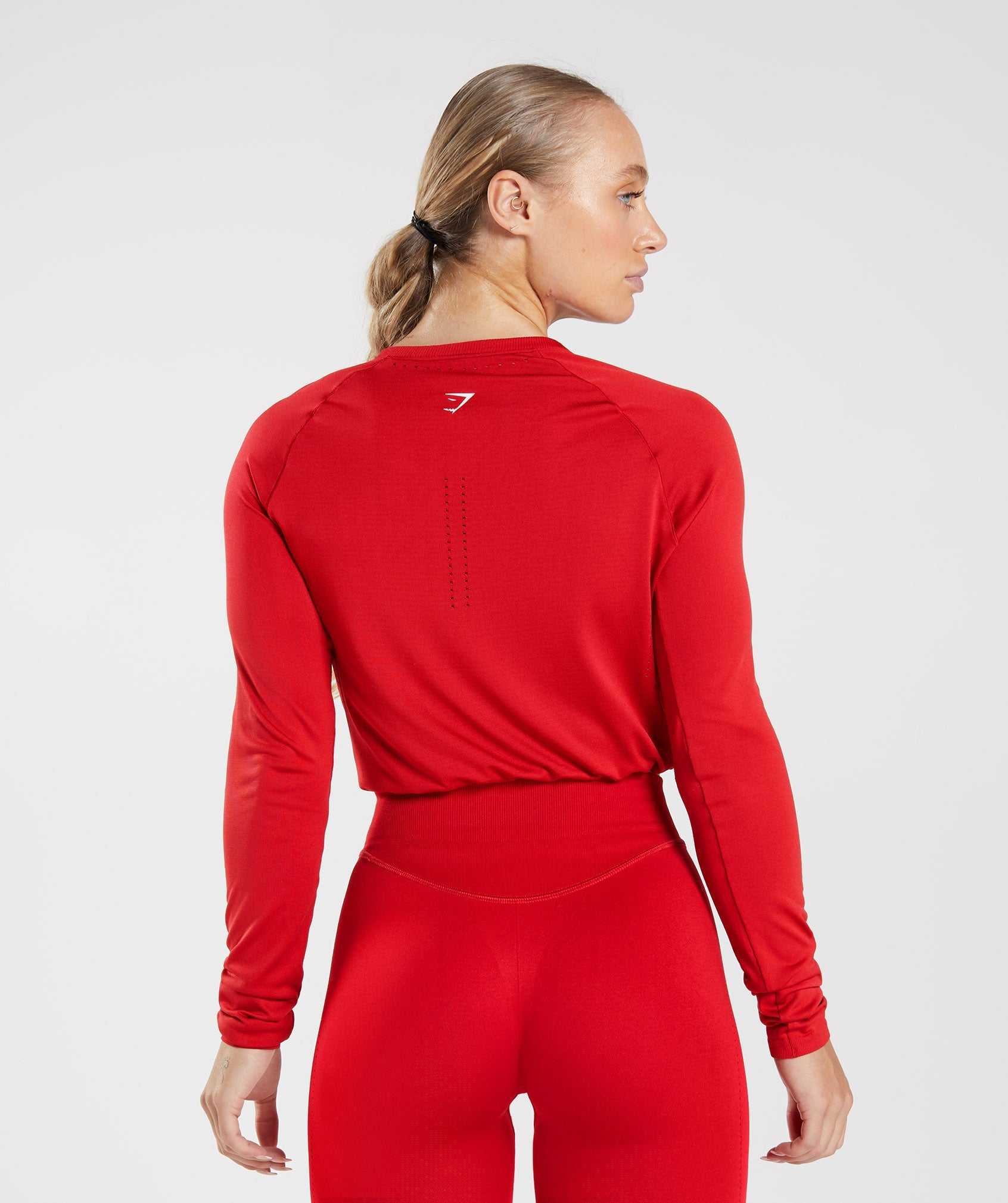 Gymshark Sweat Seamless Long Sleeve Crop Topjes Rood | DYEI62105