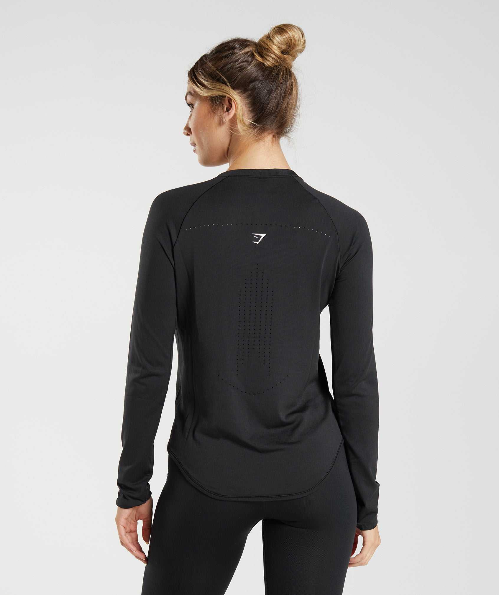 Gymshark Sweat Seamless Long Sleeve Topjes Zwart | GQUV16720