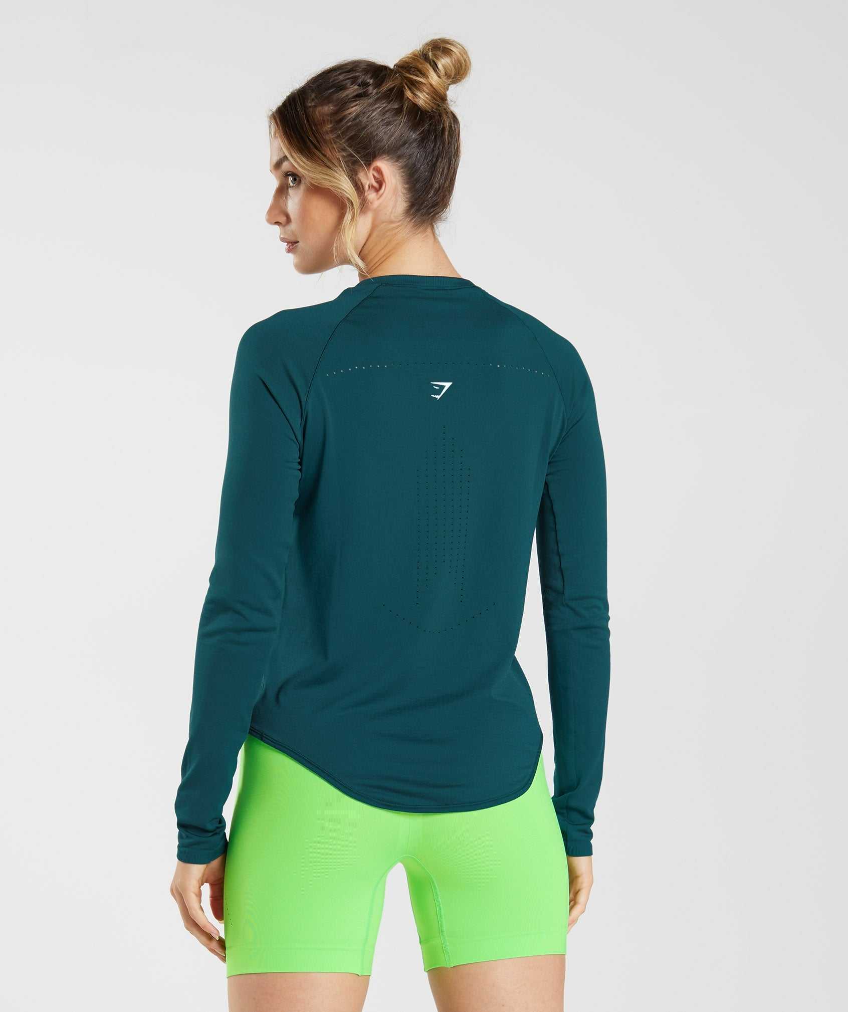 Gymshark Sweat Seamless Long Sleeve Topjes Turquoise | GTXE72591