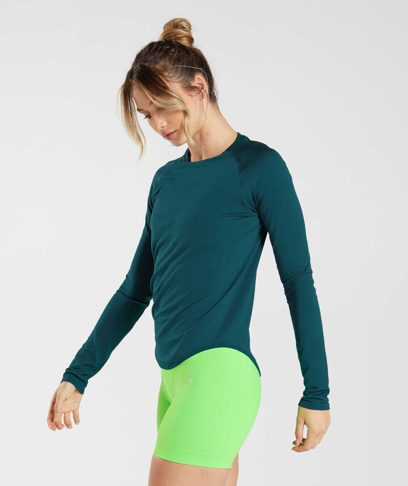 Gymshark Sweat Seamless Long Sleeve Topjes Turquoise | GTXE72591