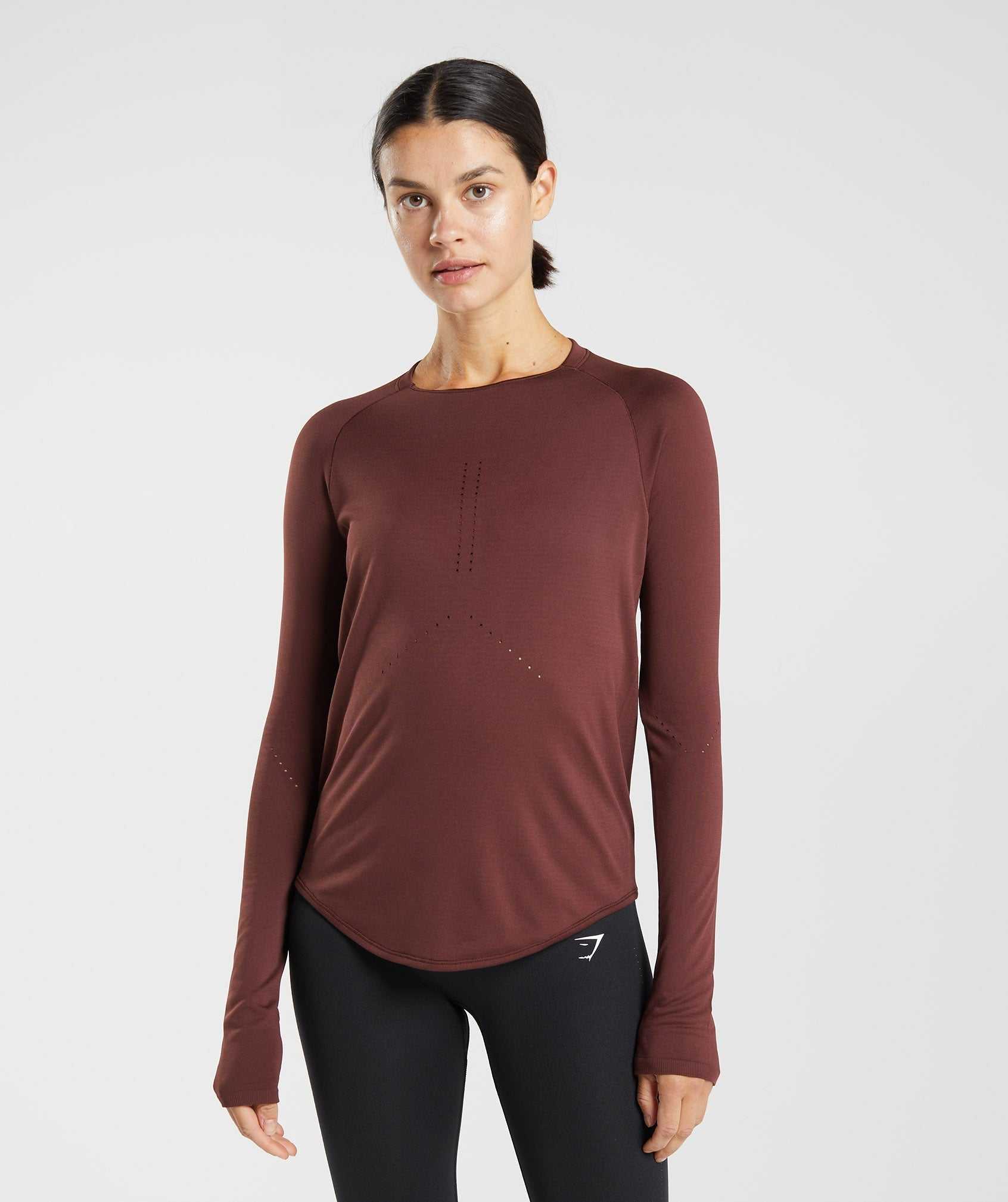 Gymshark Sweat Seamless Long Sleeve Topjes Bordeaux | JXLZ03975