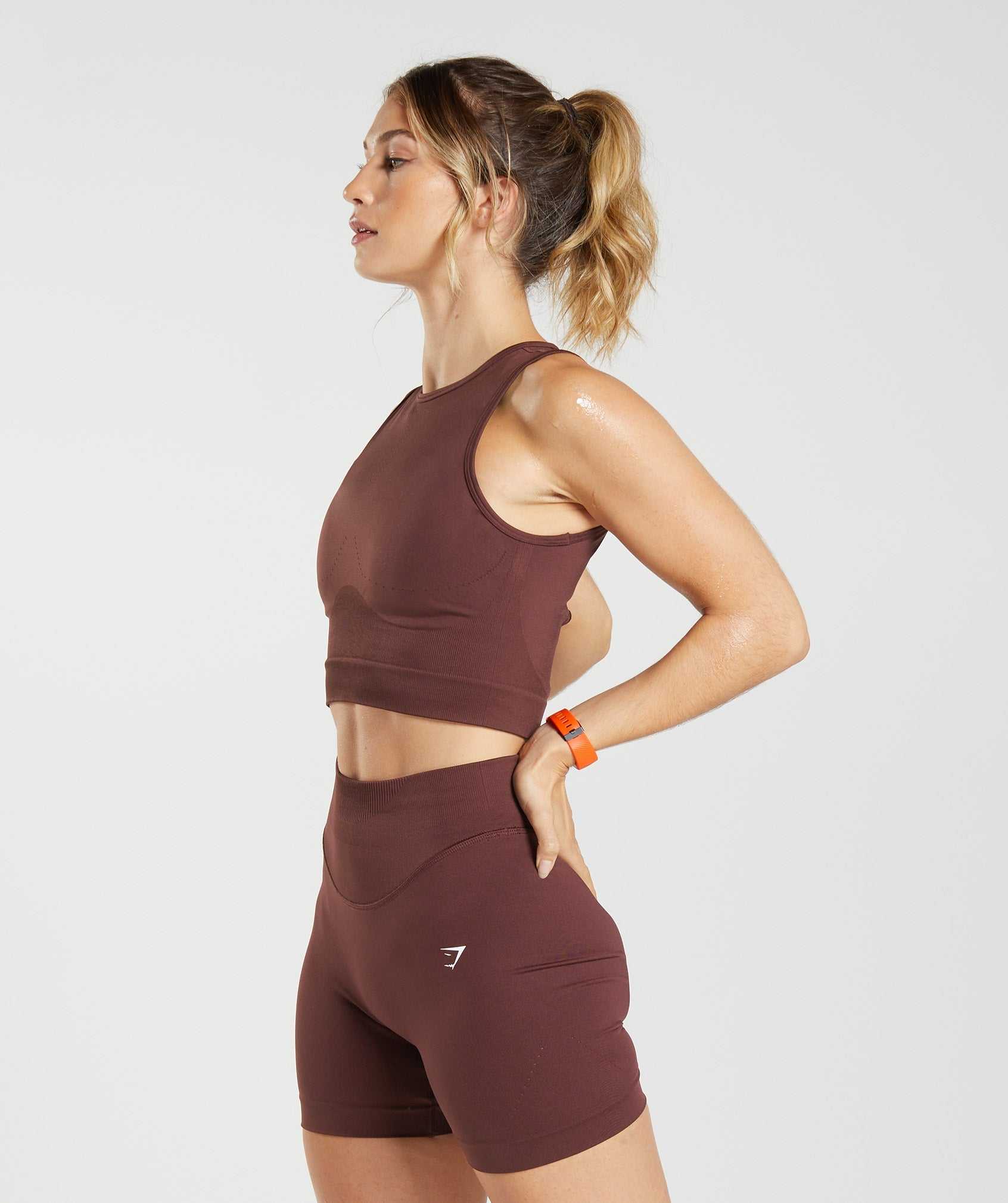 Gymshark Sweat Seamless Midi Tanktop Bordeaux | IHNQ43079