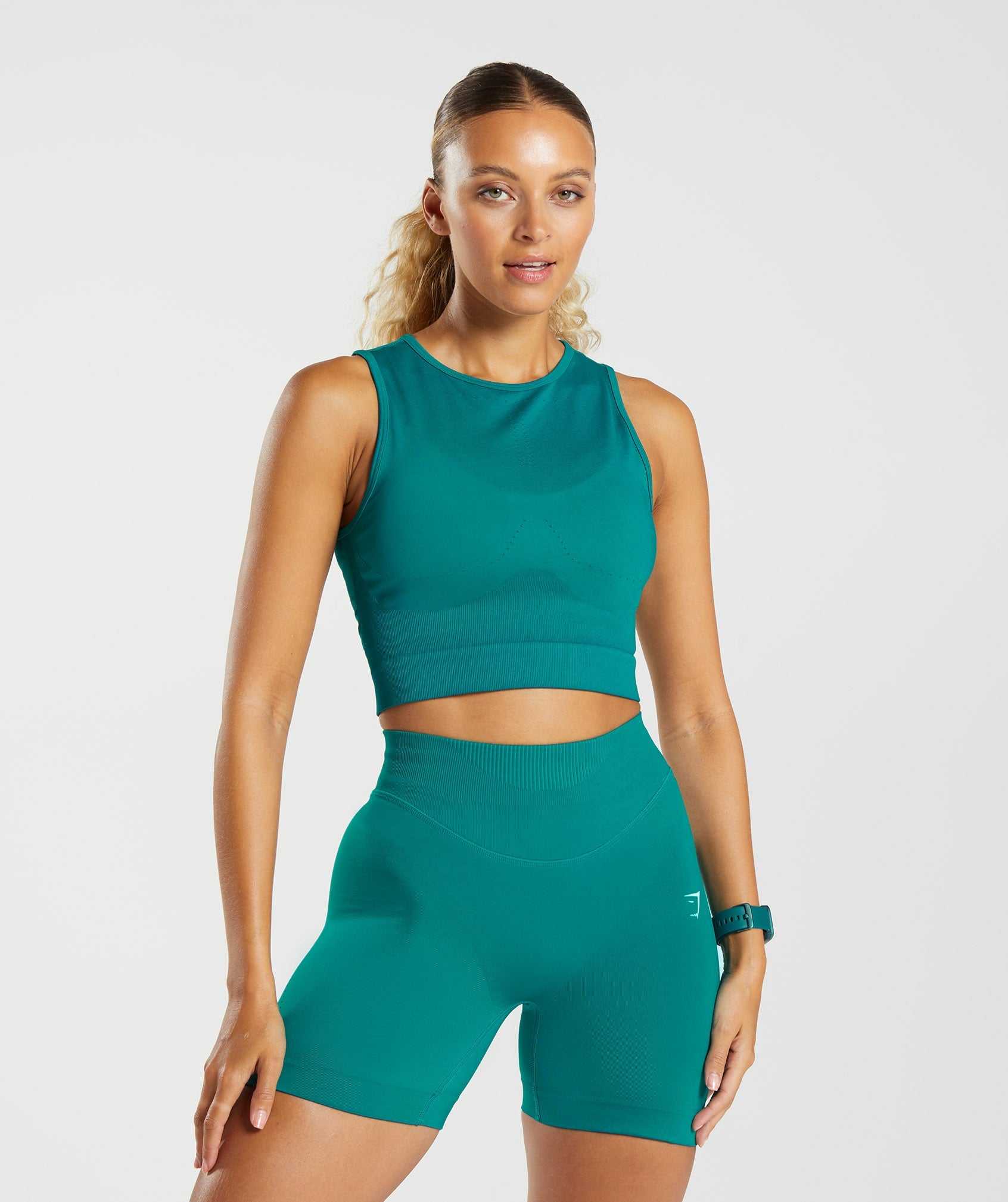 Gymshark Sweat Seamless Midi Tanktop Turquoise | SPAL04867