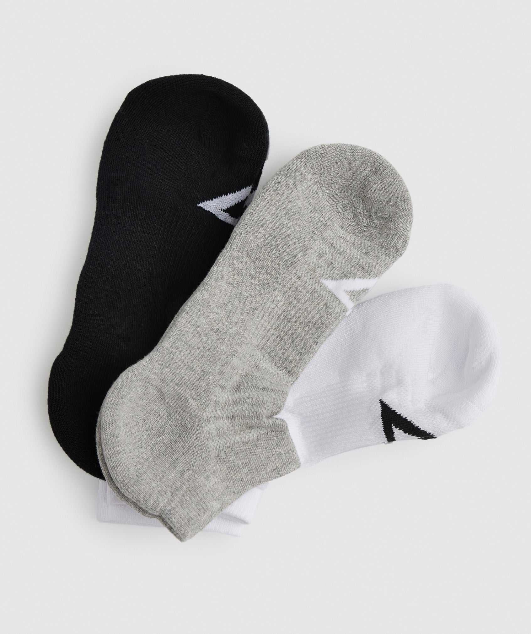 Gymshark Trainer Socks 3pk Accessoires Wit Lichtgrijs Zwart | BFIJ27681