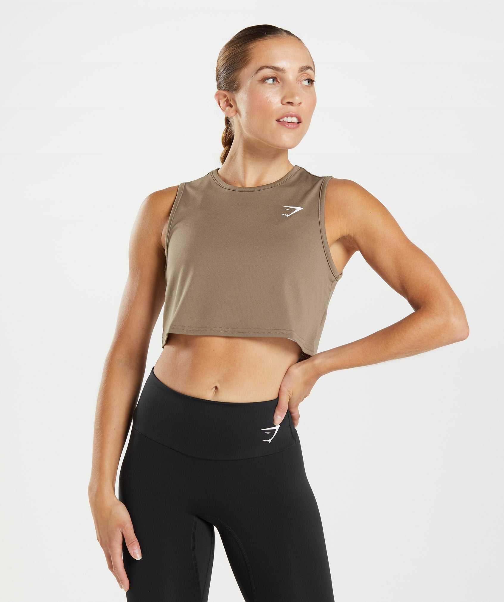 Gymshark Training Crop Topjes Bruin | PSUM42173