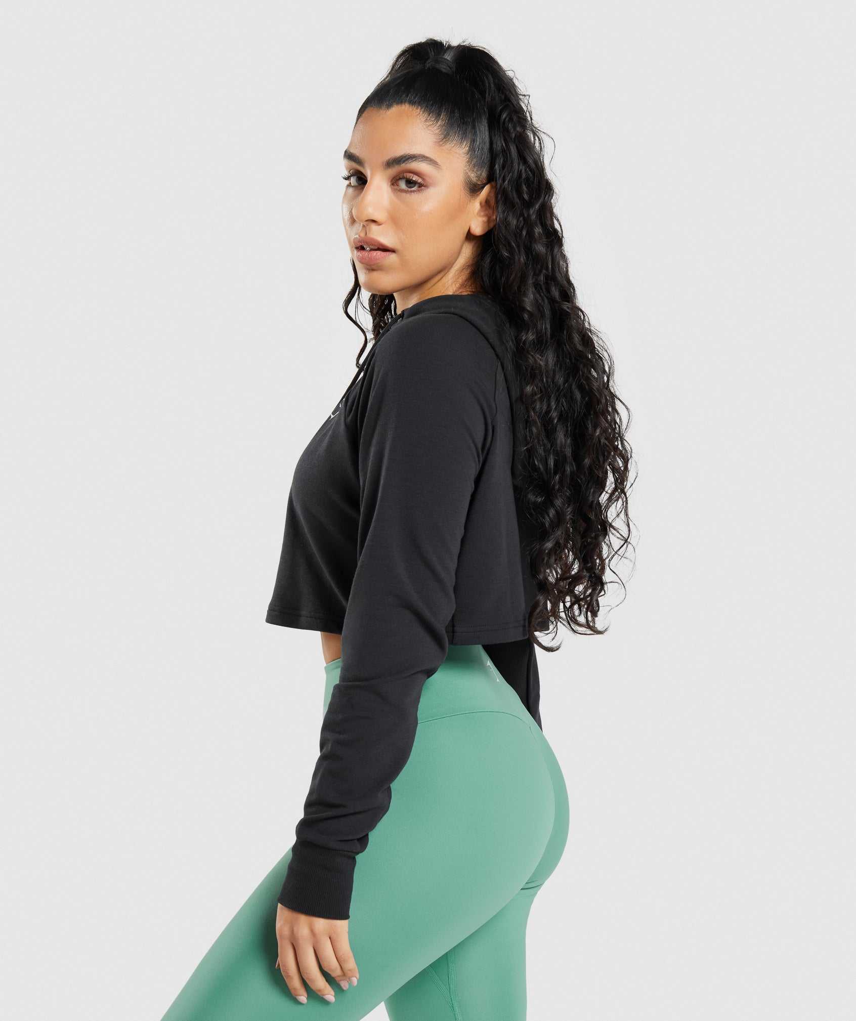 Gymshark Training Cropped Hoodie Zwart | WQBV28130