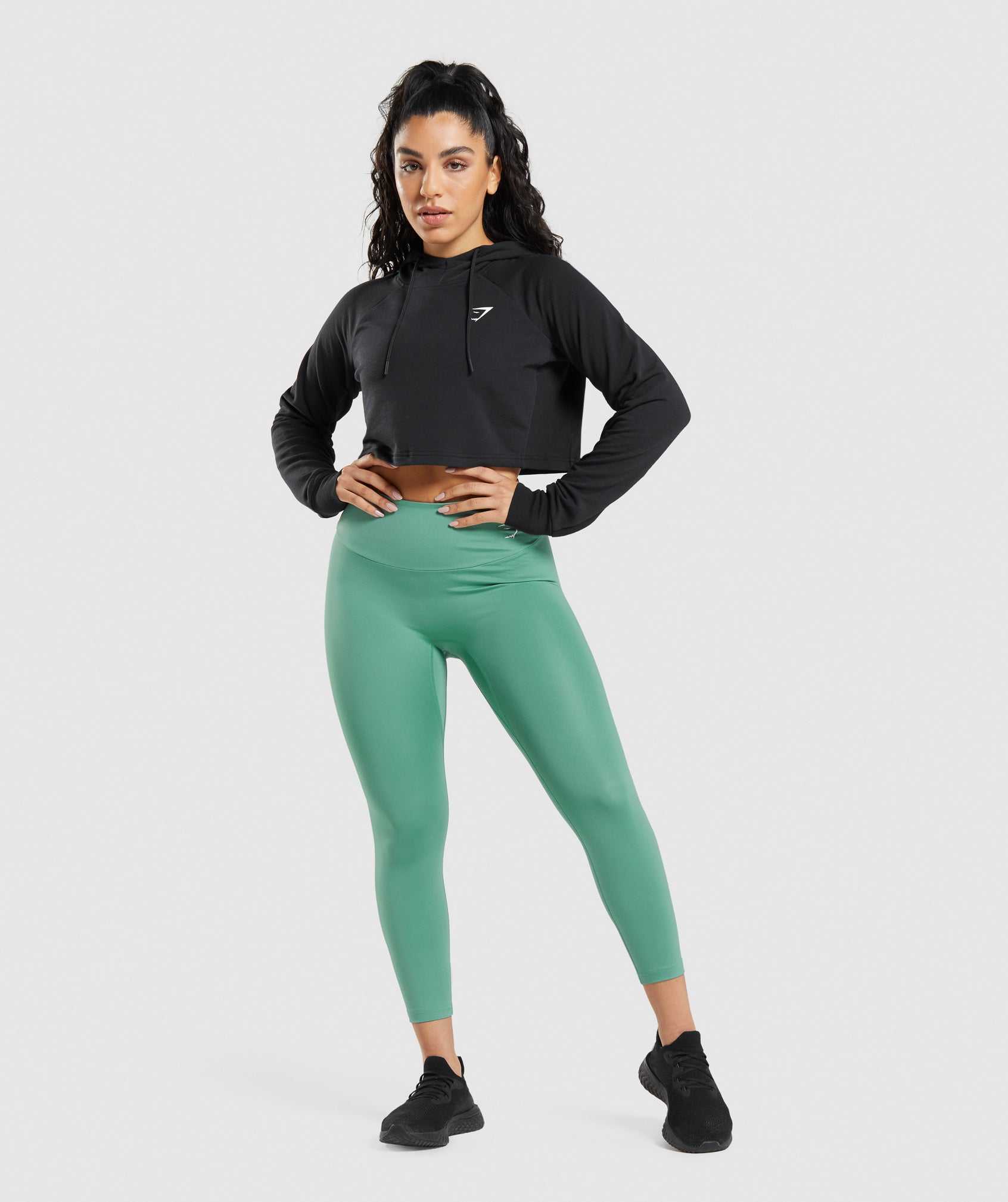 Gymshark Training Cropped Hoodie Zwart | WQBV28130