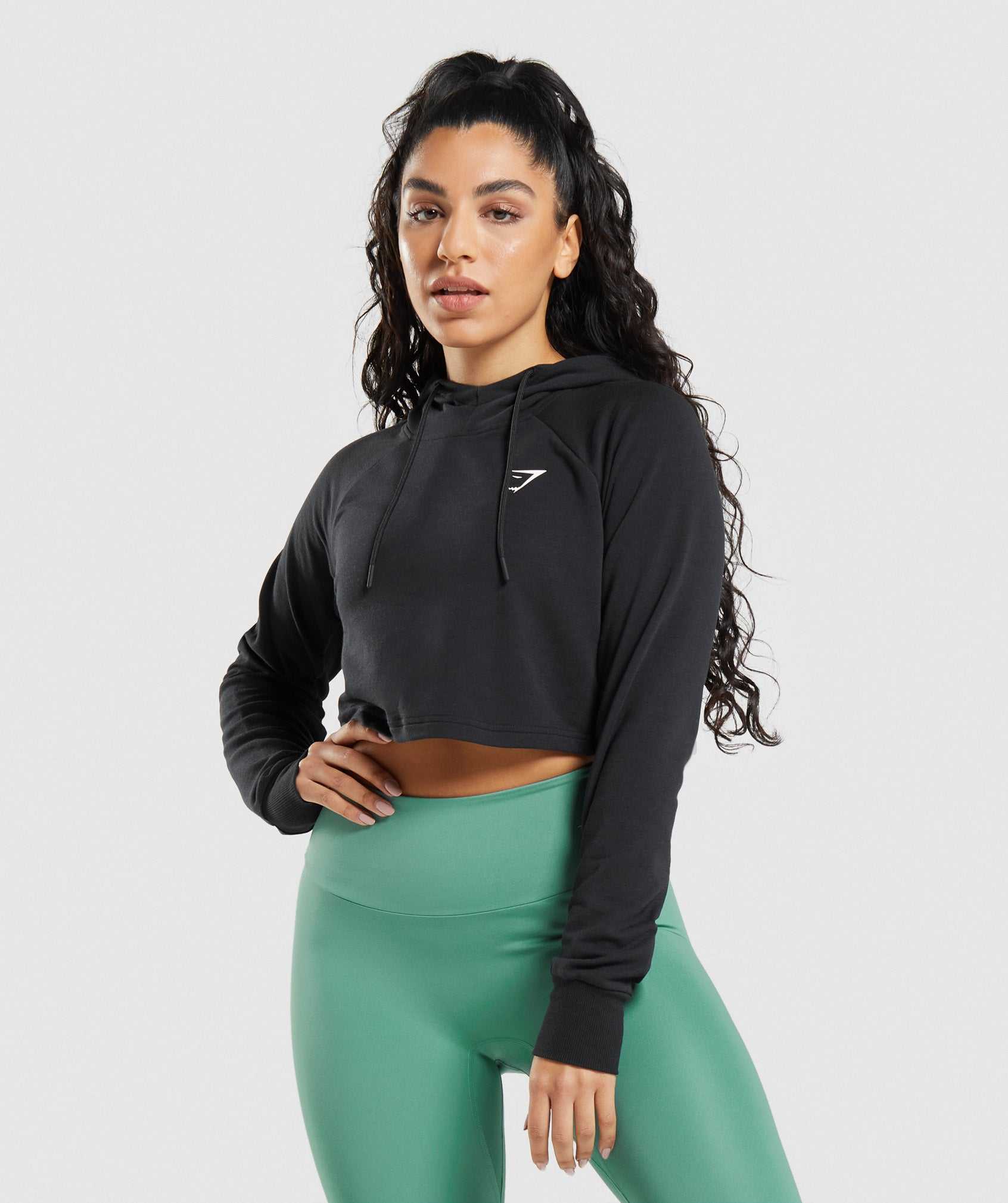 Gymshark Training Cropped Hoodie Zwart | WQBV28130