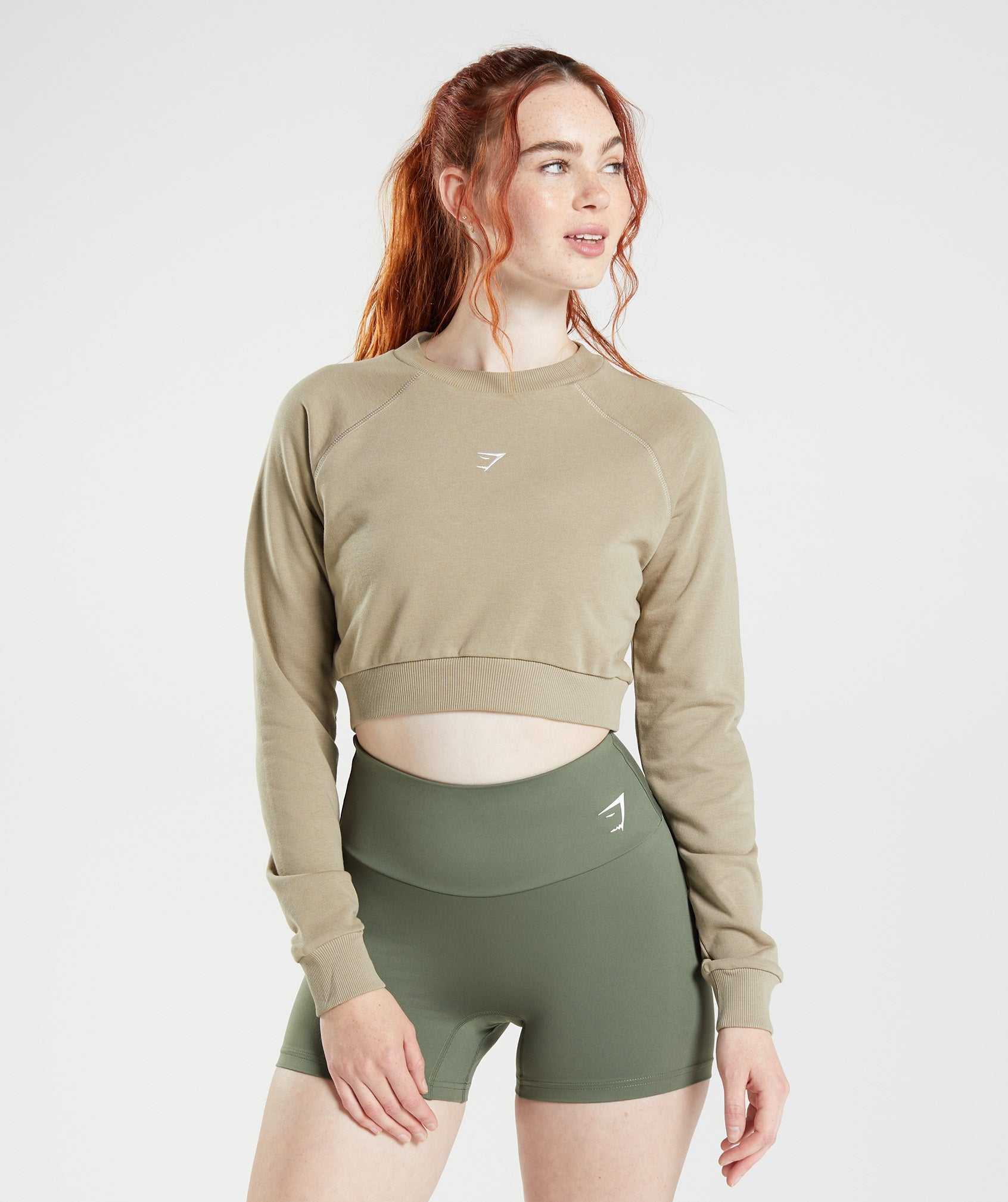 Gymshark Training Cropped Trui Pullover Bruin | AZPH23815