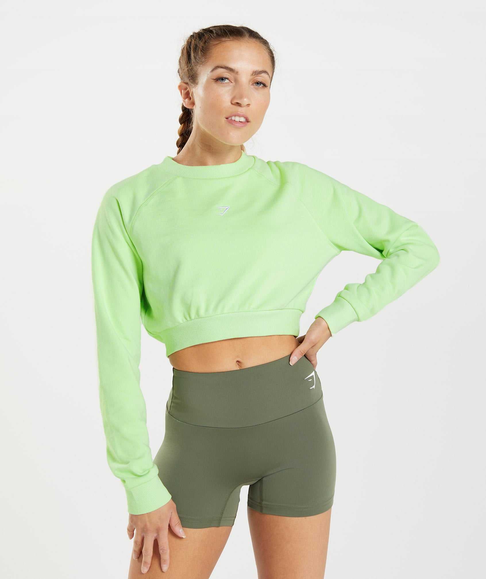 Gymshark Training Cropped Trui Pullover Groen | IWEK82697