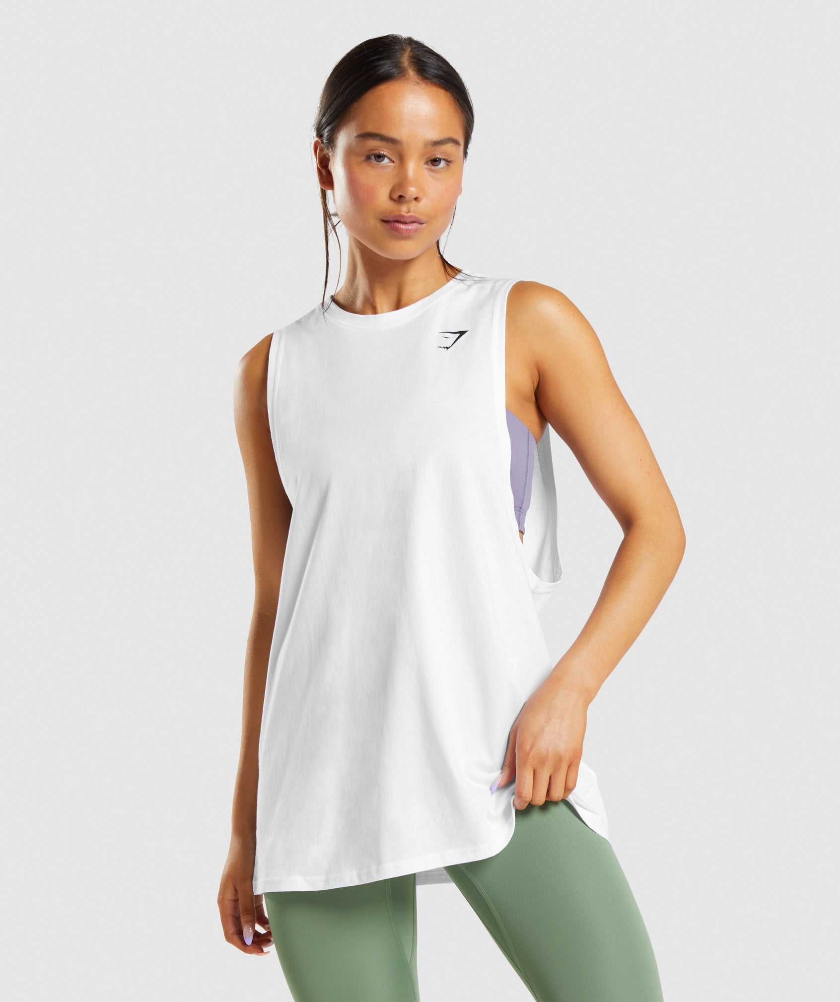 Gymshark Training Drop Arm Tanktop Wit | DUYL74826