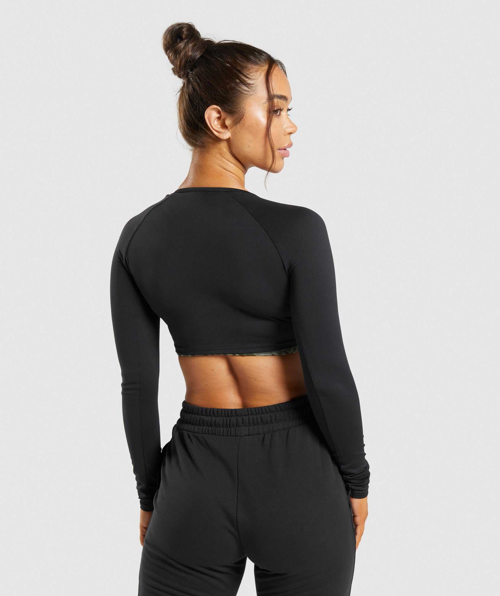 Gymshark Training Long Sleeve Crop Topjes Zwart | JYXF40659