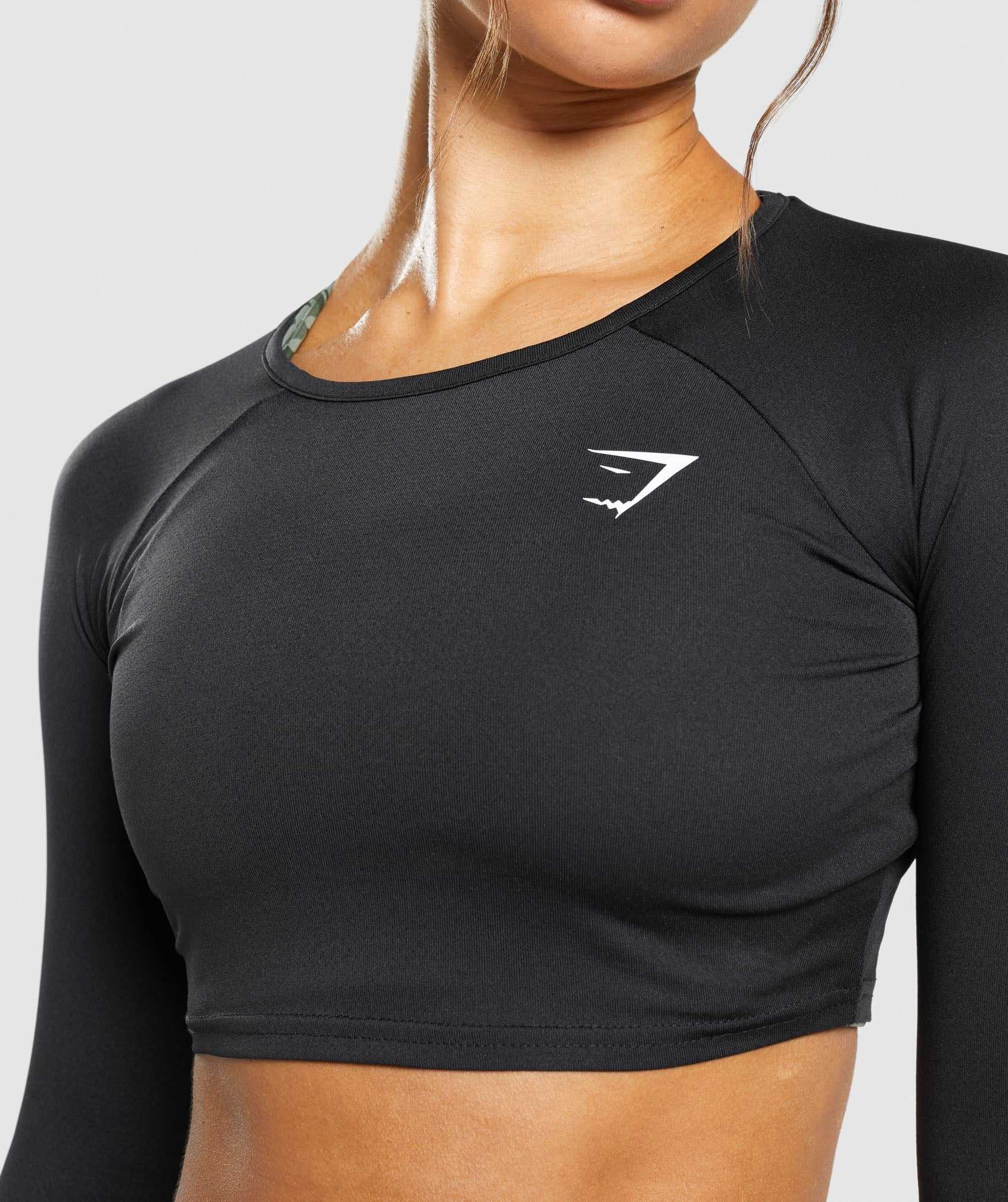 Gymshark Training Long Sleeve Crop Topjes Zwart | JYXF40659