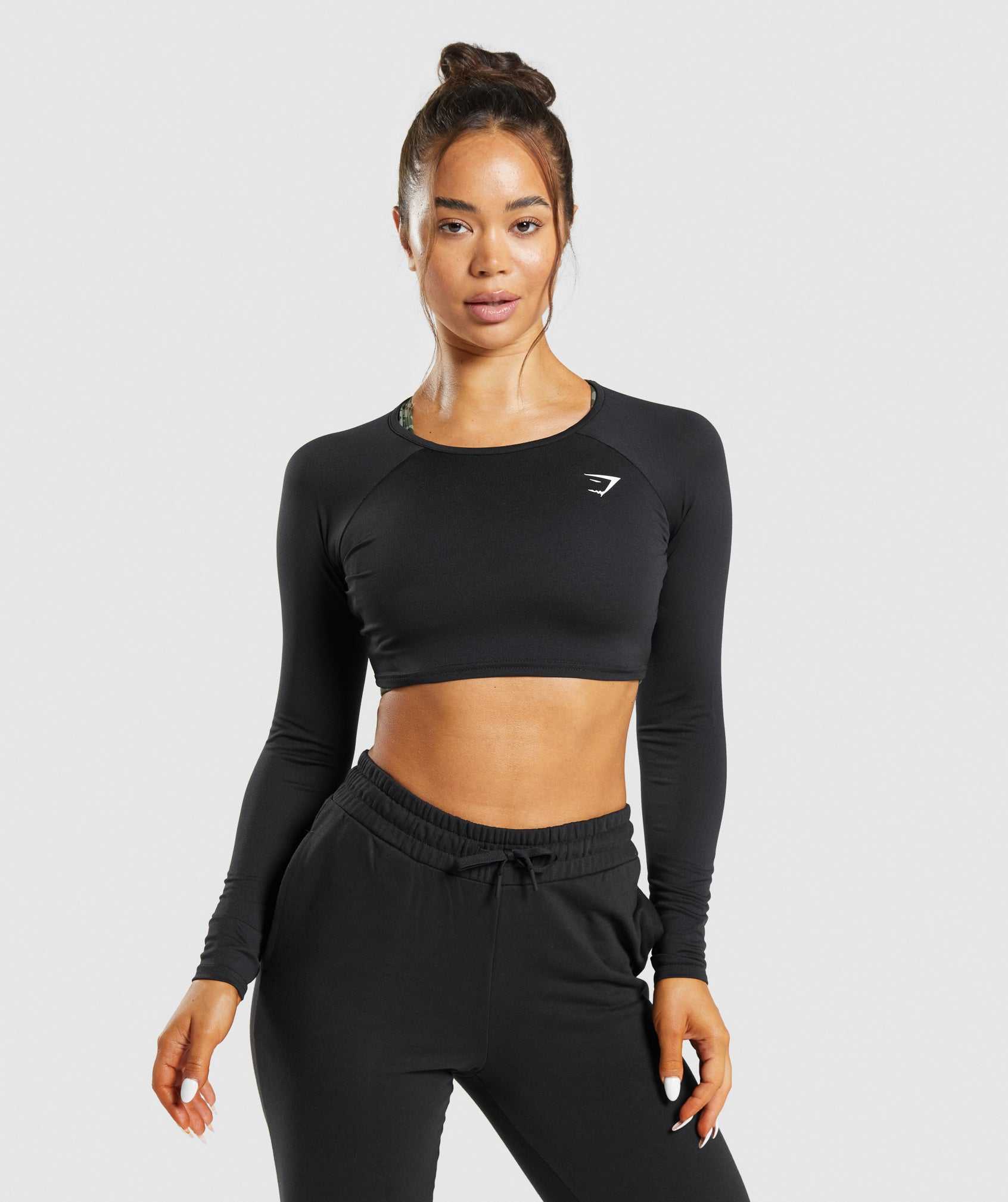 Gymshark Training Long Sleeve Crop Topjes Zwart | JYXF40659