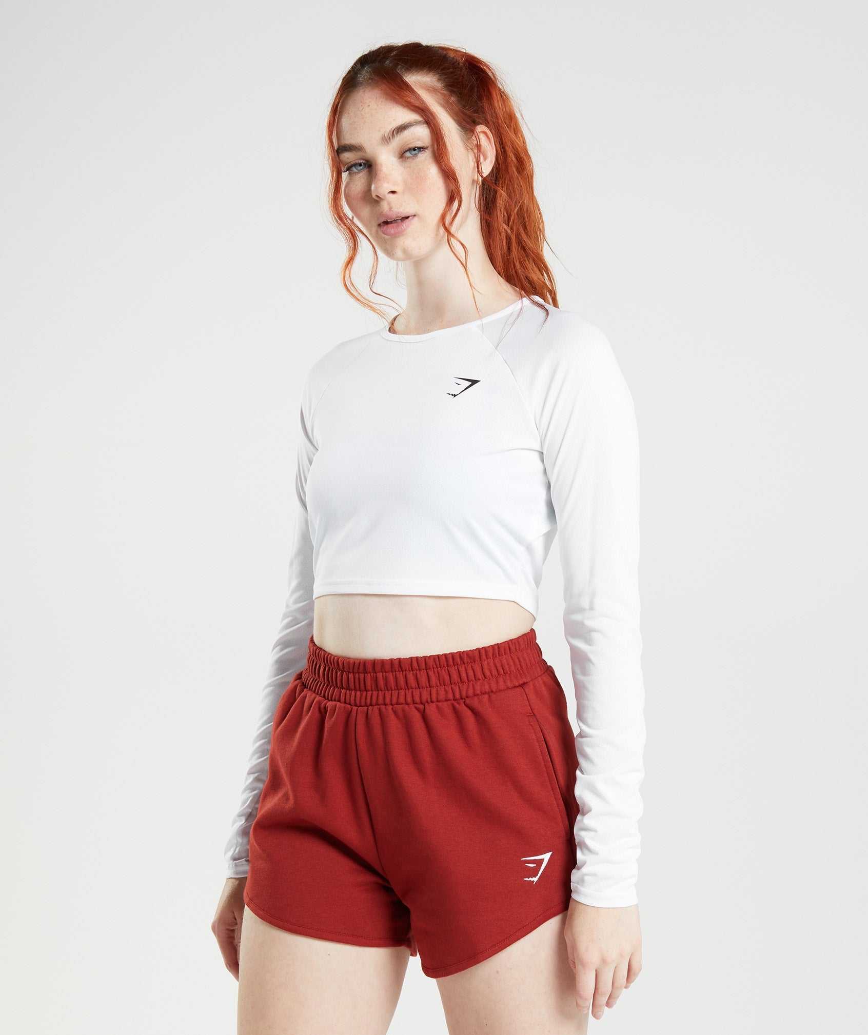 Gymshark Training Long Sleeve Crop Topjes Wit | LBAK87415