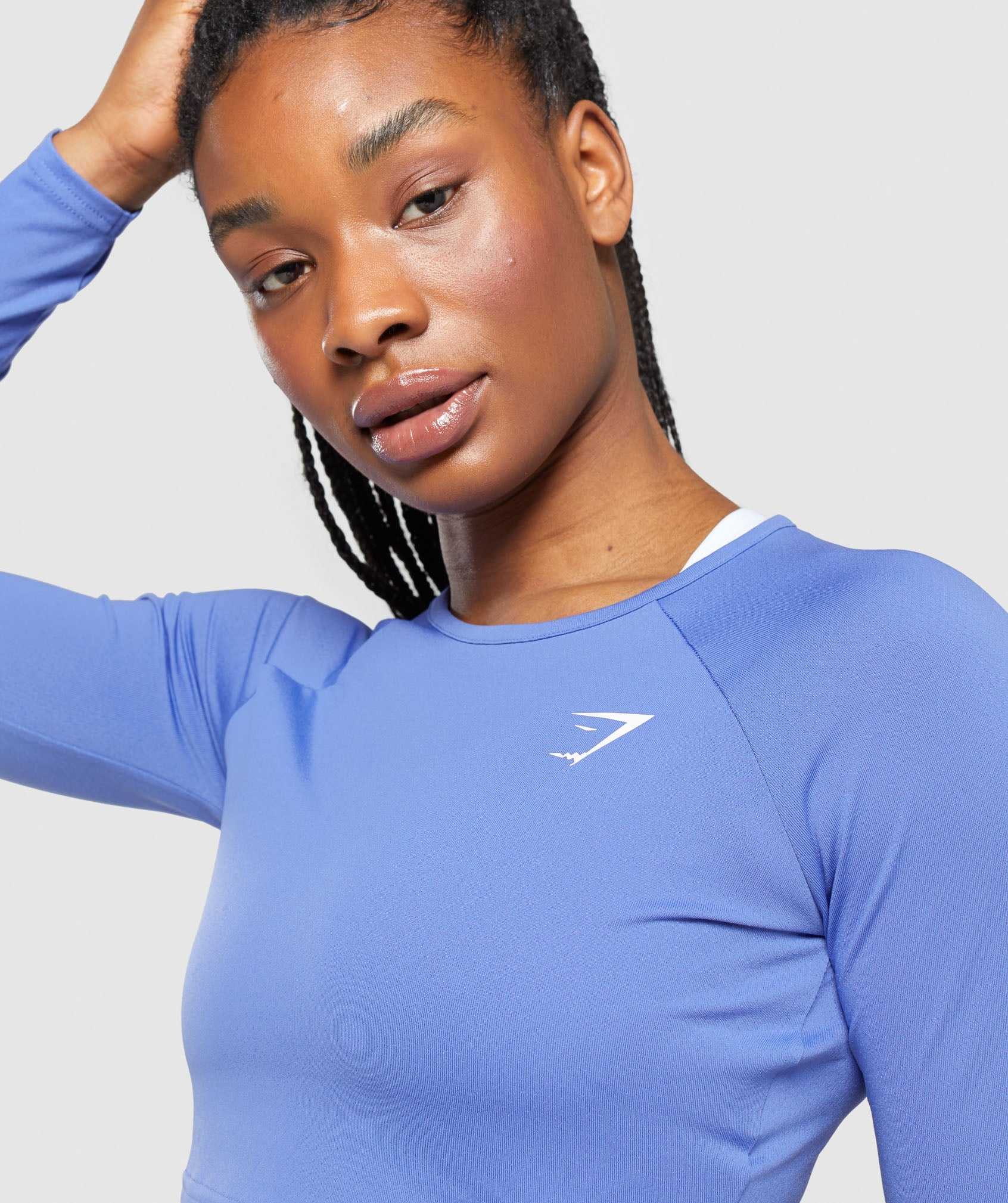 Gymshark Training Long Sleeve Crop Topjes Blauw | MKHL92013