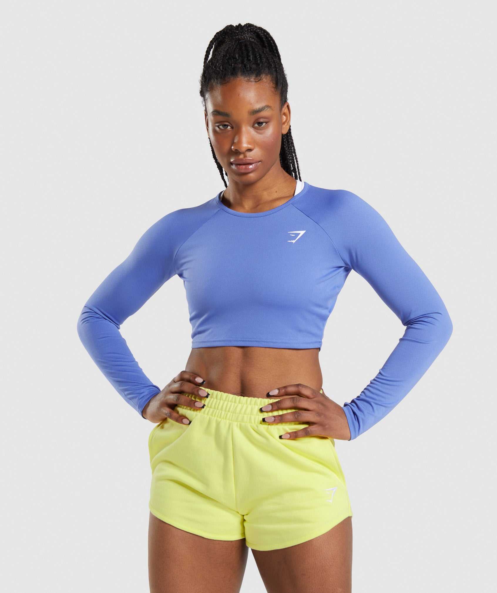 Gymshark Training Long Sleeve Crop Topjes Blauw | MKHL92013