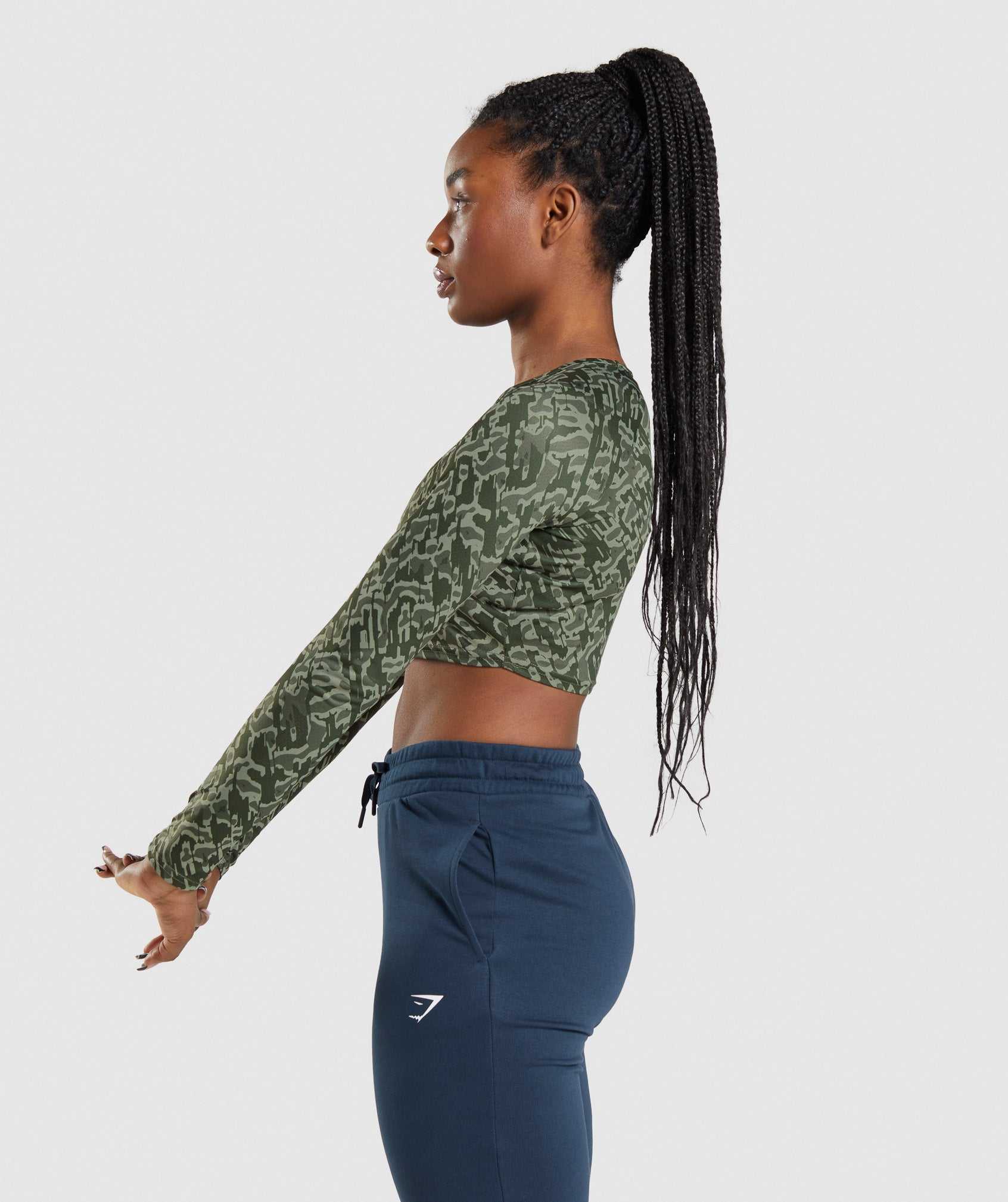 Gymshark Training Long Sleeve Crop Topjes Groen | RKSY65714