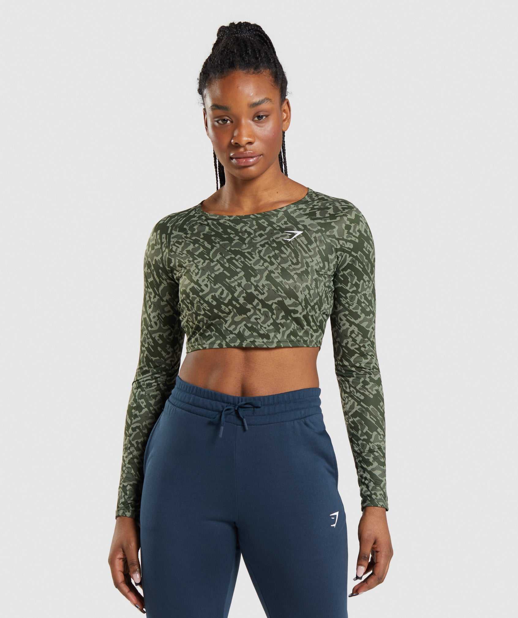 Gymshark Training Long Sleeve Crop Topjes Groen | RKSY65714