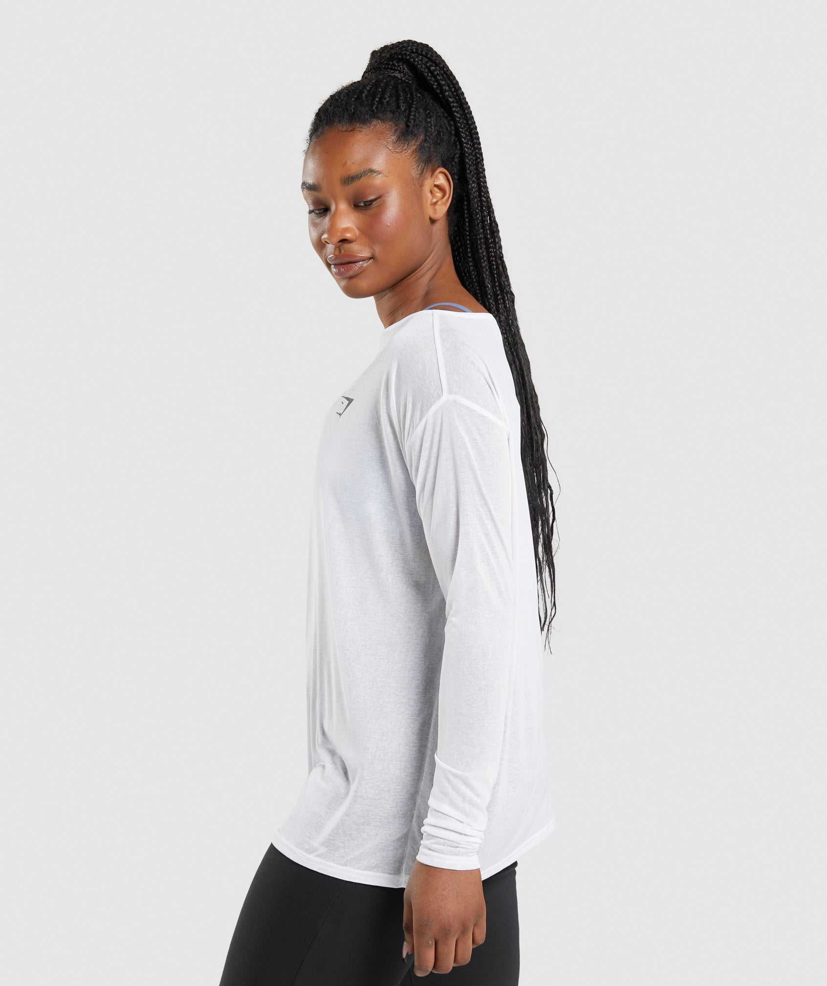 Gymshark Training Oversized Long Sleeve T-shirts Wit | QLIO50427