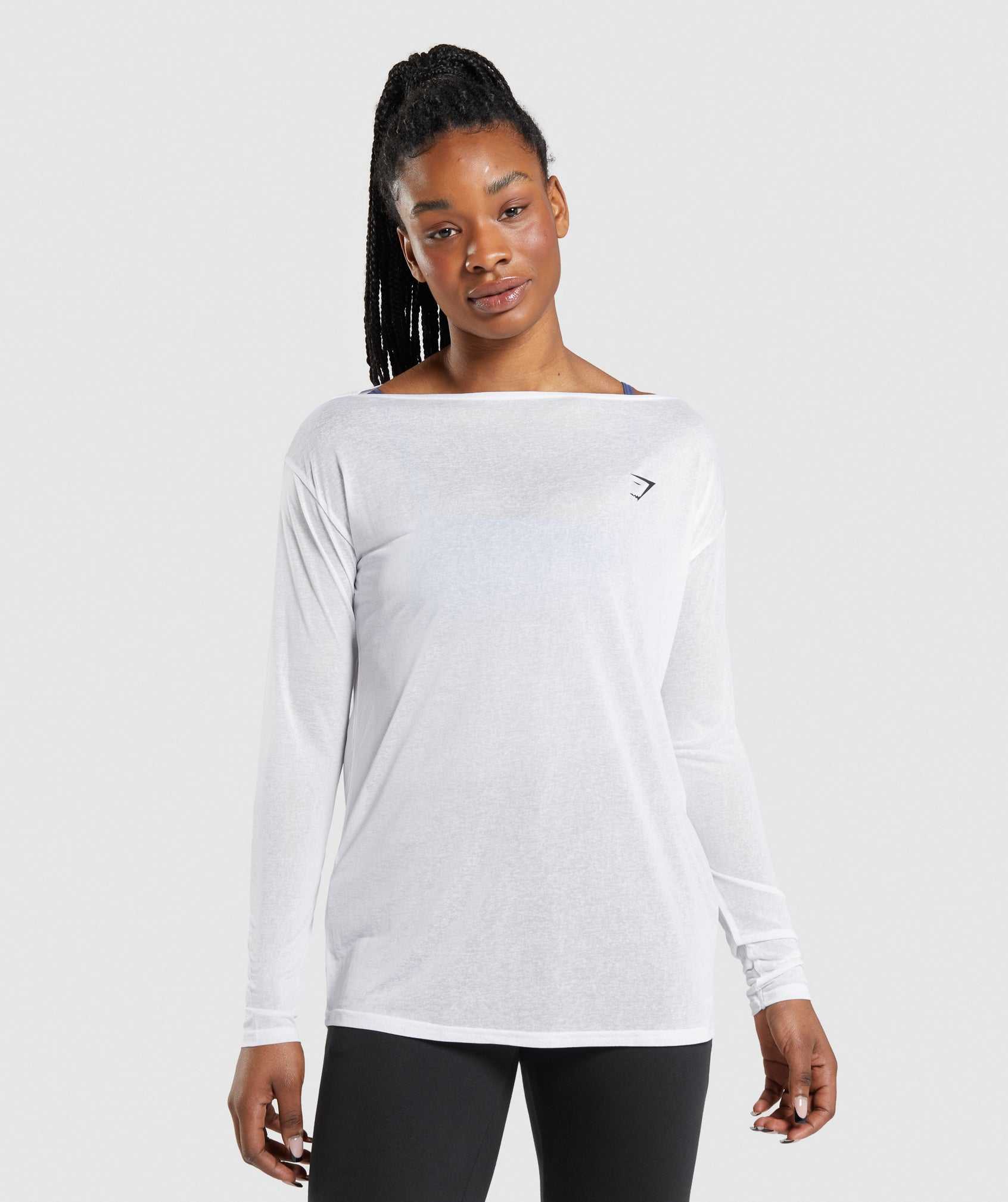 Gymshark Training Oversized Long Sleeve T-shirts Wit | QLIO50427