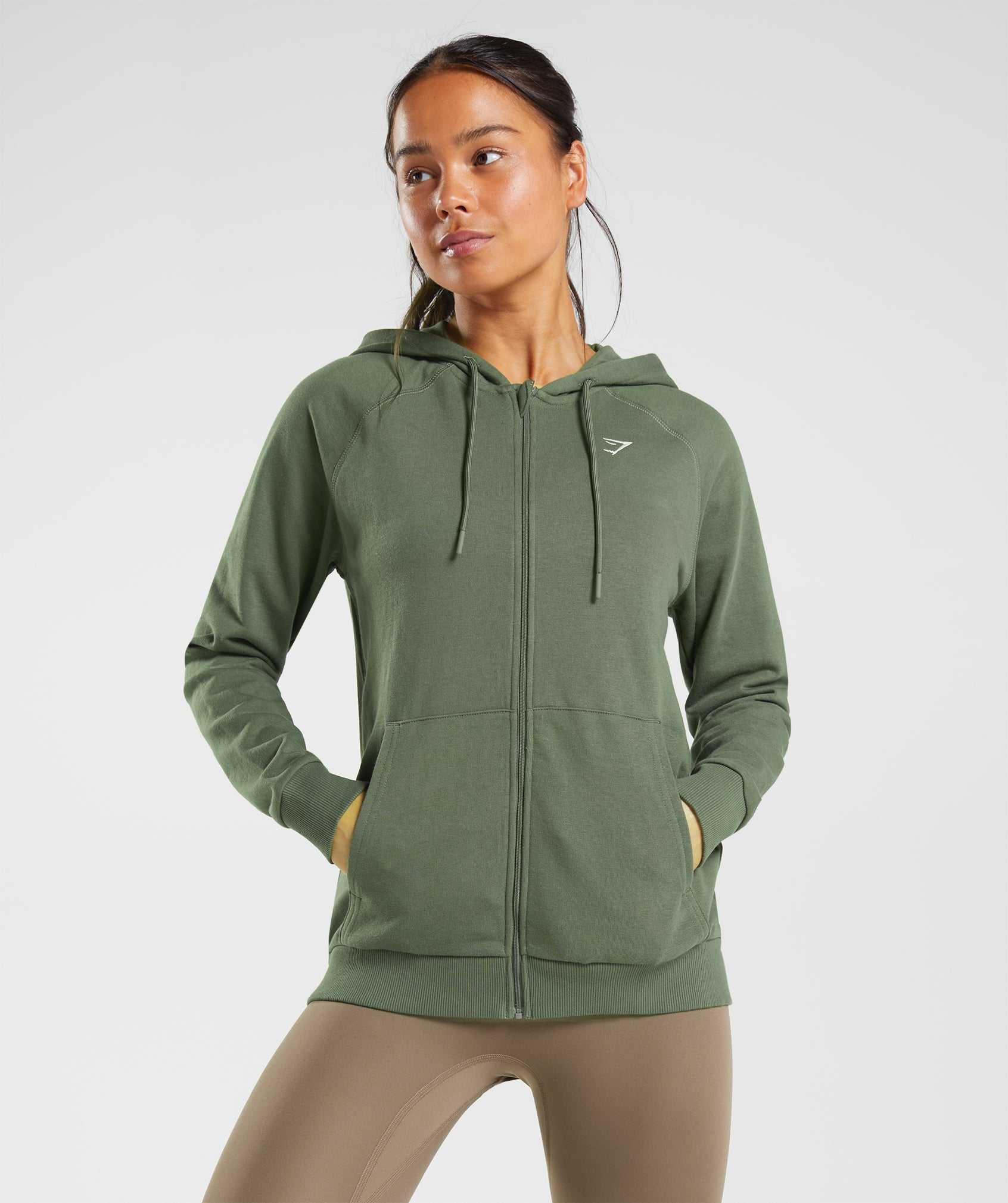 Gymshark Training Zip Hoodie Olijfgroen | TALG08316