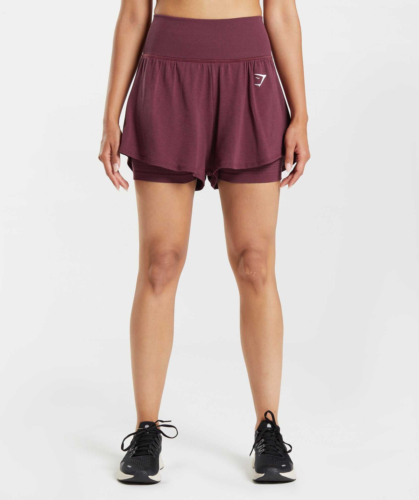 Gymshark Vital Seamless 2.0 2-in-1 Korte Broek Bordeaux | YWNJ84921